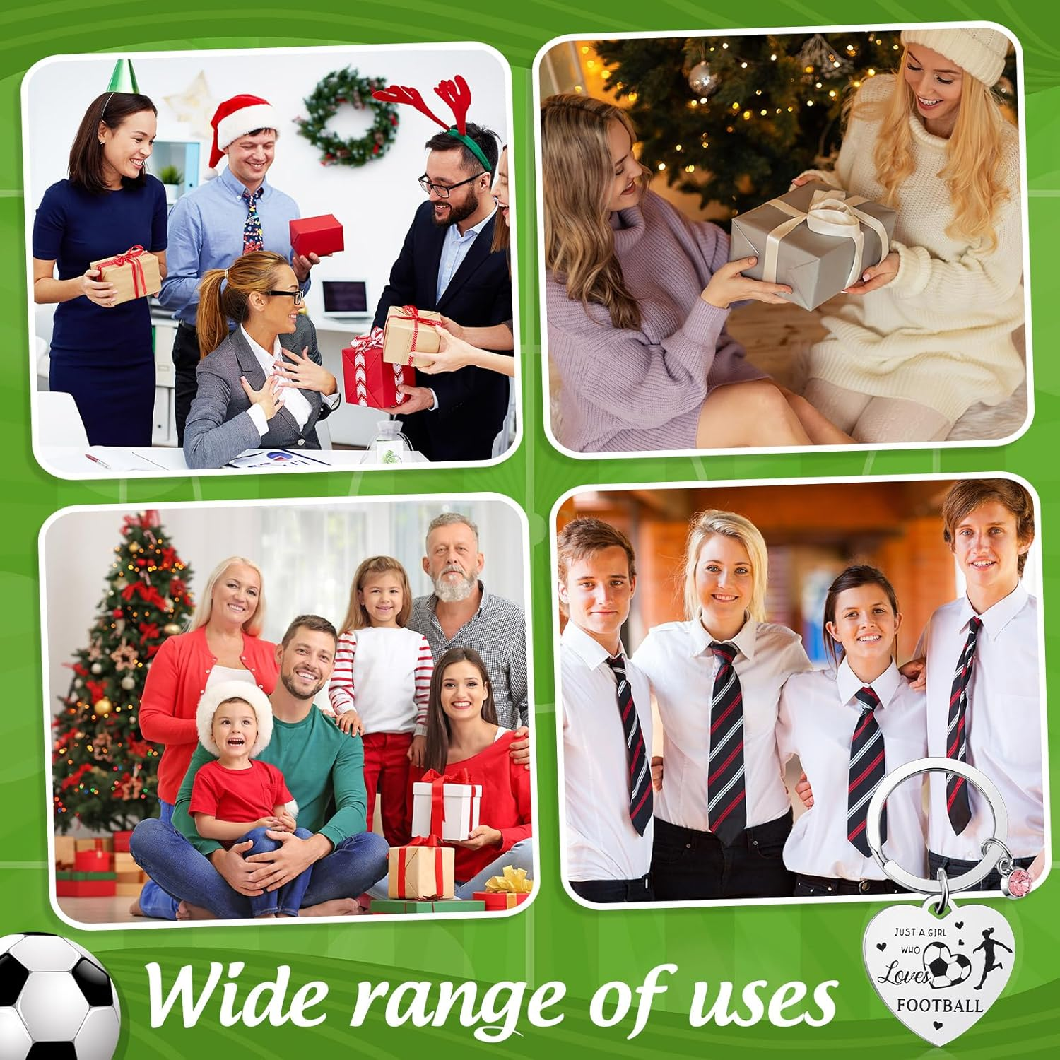 Xuniea 2 Pcs Football Gifts for Women Include Football Makeup Bag and Keyring Soccer Gifts Stuff for Birthday Christmas Party image number 3