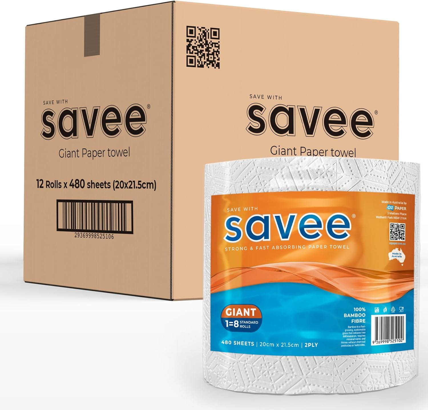 Savee Giant Paper Towel, 2-Ply, 12 Rolls X 480 Sheets (5760 Total Sheets) image number 2