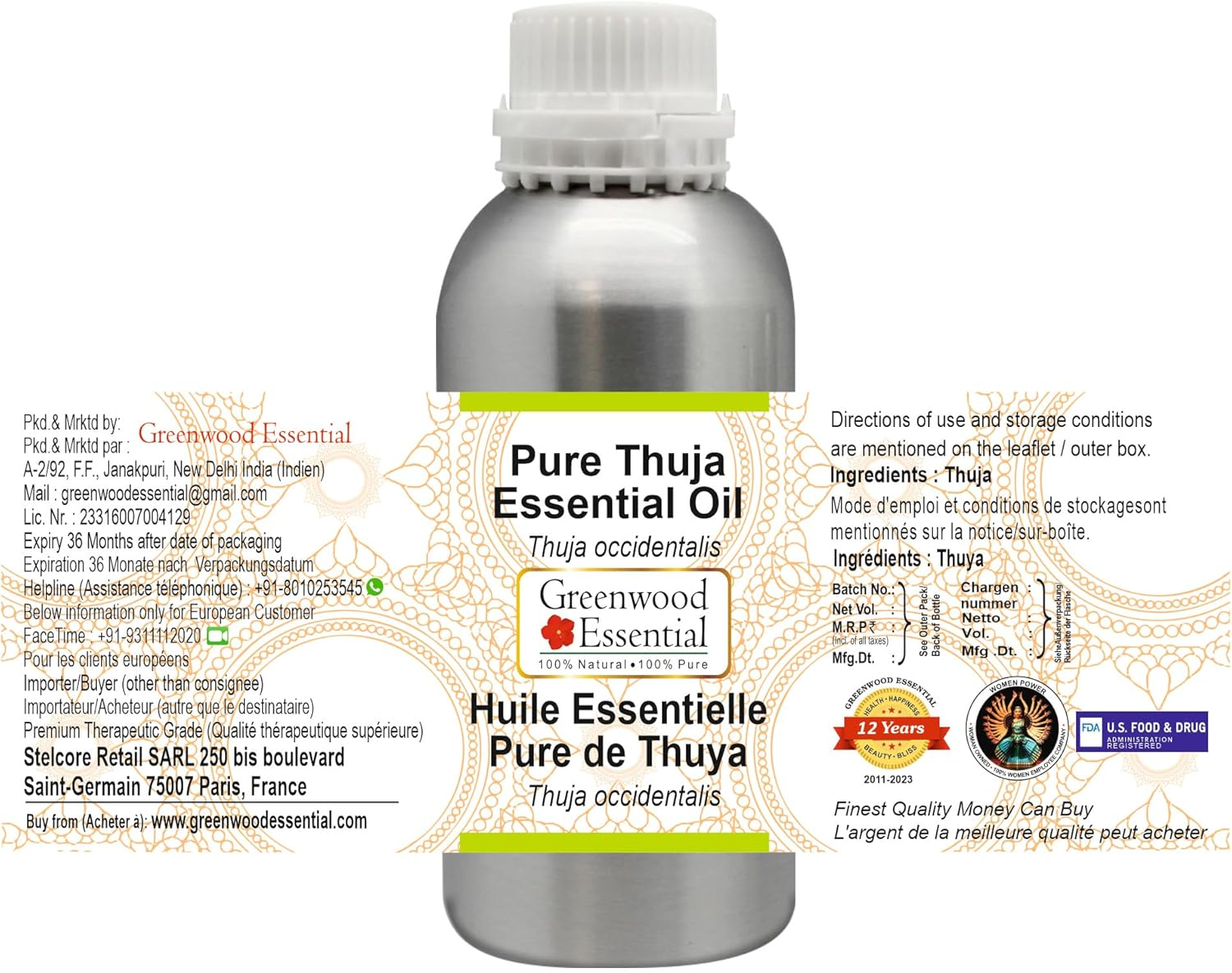 Greenwood Essential Pure Thuja Essential Oil (Thuja Occidentalis) Steam Distilled for Personal Care 1250Ml (42Oz) image number 5