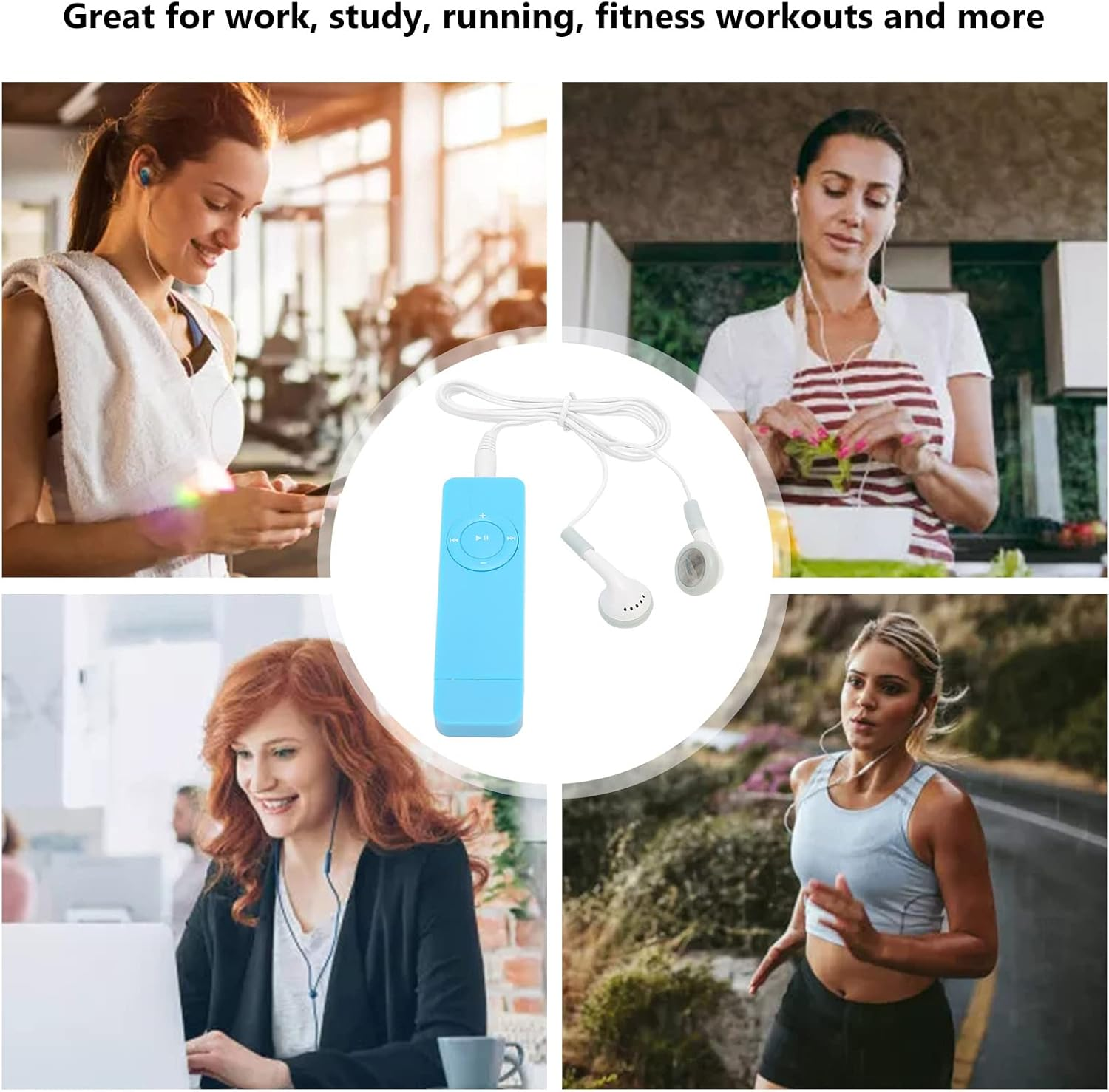 MP3 Player, Mini MP3 Music Player Portable Hifi Sound Digital Music Player Built in 180Mah Battery, Supports up to 64GB (Blue) - Green image number 6