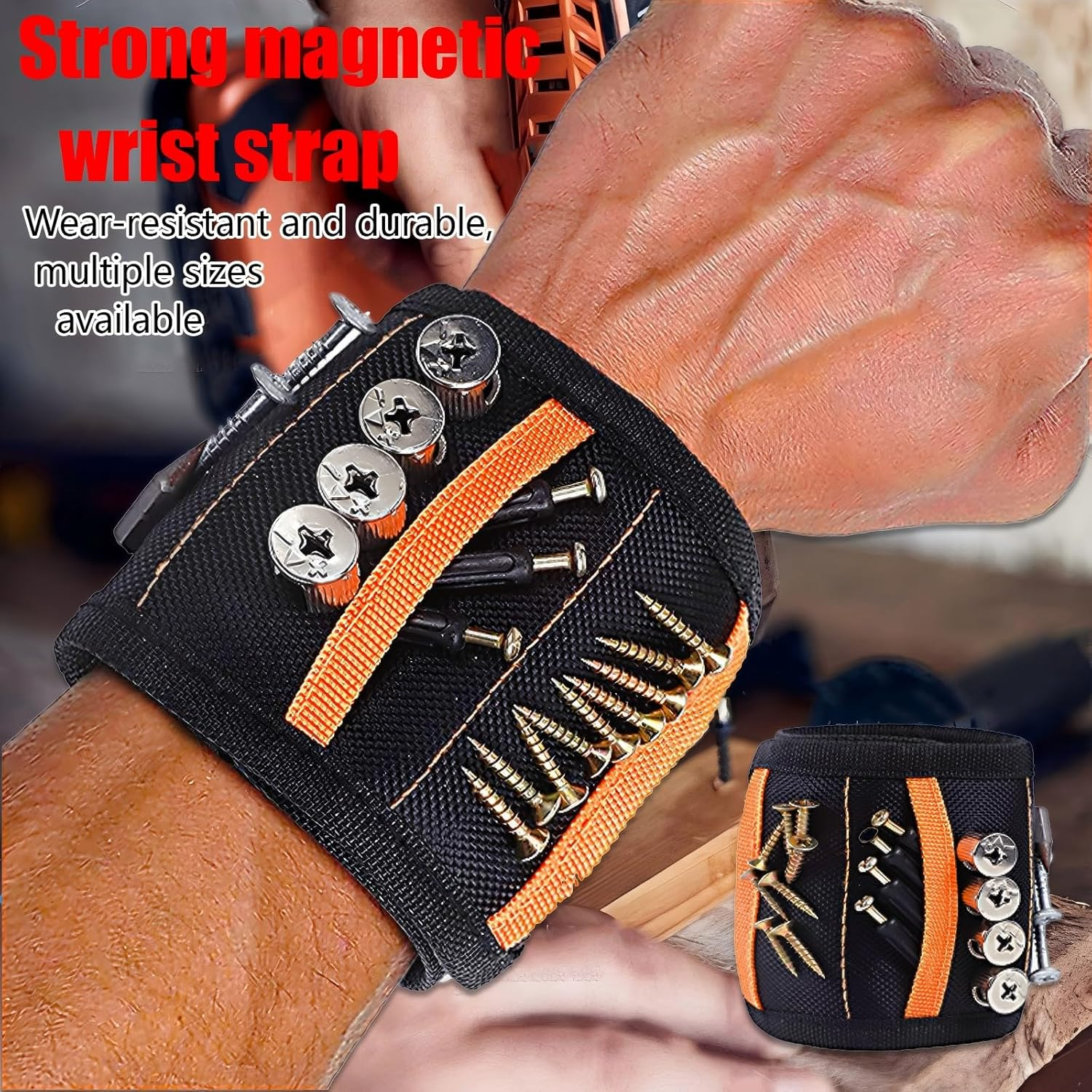 Magnetic Wristband for Holding Screws, Nails and Drill Bits for Men - Made from Premium Ballistic Nylon with Lightweight Powerful Magnets Stocking Stuffers for Dad, Husband, Grandpa, Handyman Gifts image number 4