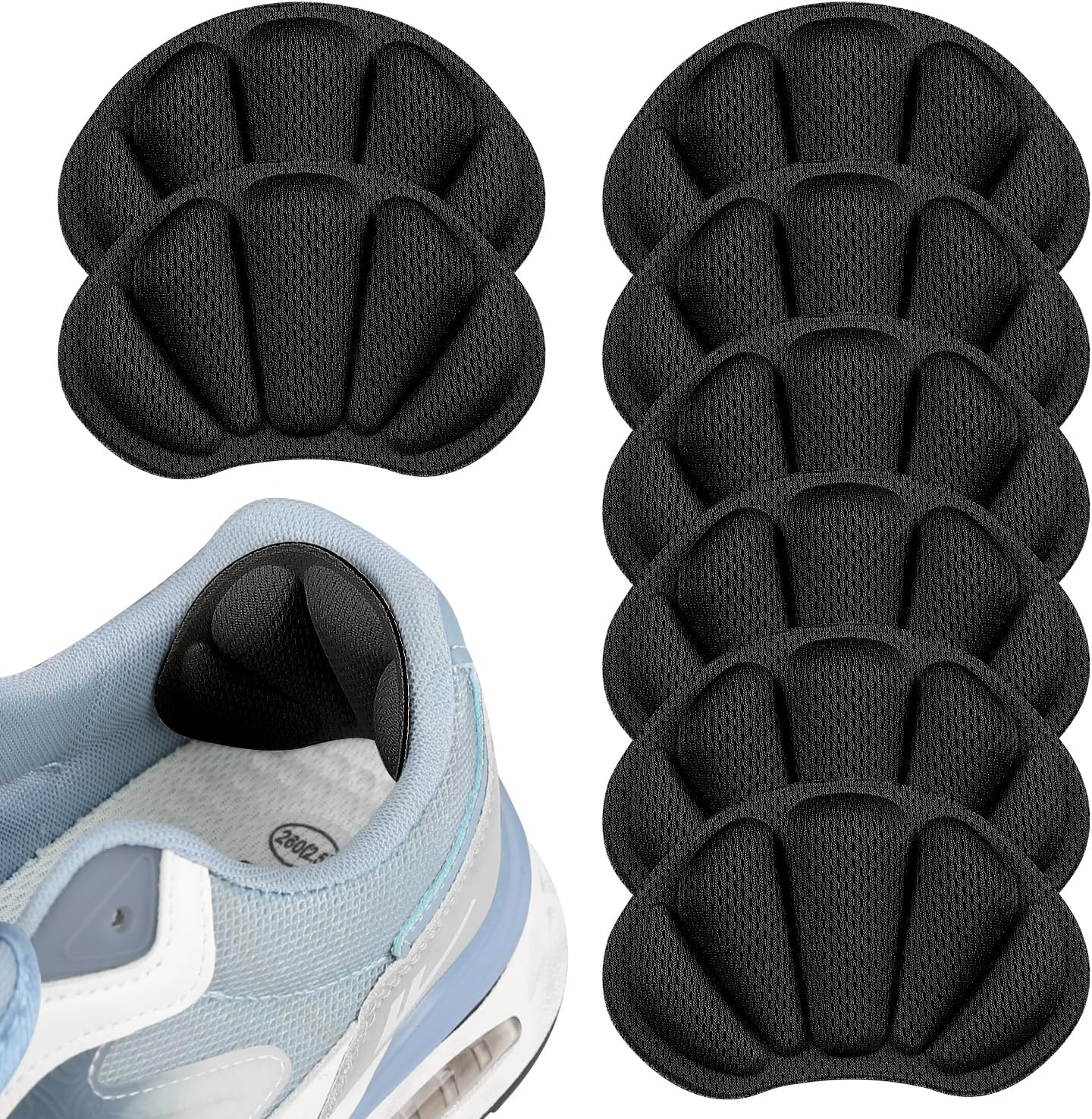 Heel Pads for Shoes That Are Too Big &ndash; 4 Pair Anti-Slip Heel Grips for Women & Men, Cushioned Inserts to Prevent Blisters & Tighten Loose Shoes, Comfort Fillers (Black, One Size)
