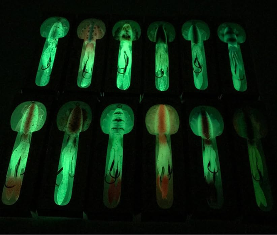 Js'Outdoors Fishing Lure Octopus for Saltwater, Soft Artificial Rigged Squid Jig Trolling Lures with UV Glow Sea Offshore, 15Cm Length Swimbait Vivid 3D Eye image number 3