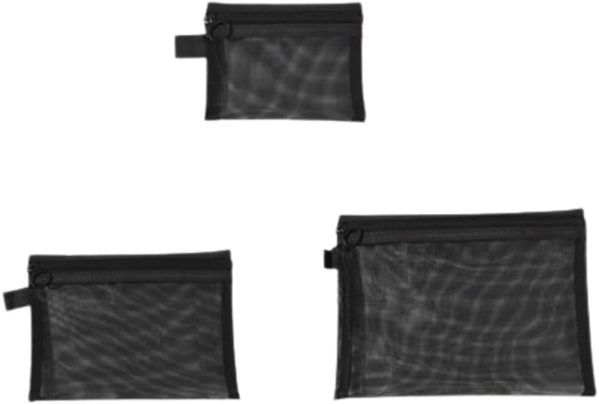 Mesh Zipper Pouch Bags 3 Pcs,Mesh Makeup Bag Cosmetic Pouches Waterproof Travel Organizer Bags for Women Toiletries Purse Office Home Organization Pouches image number 1