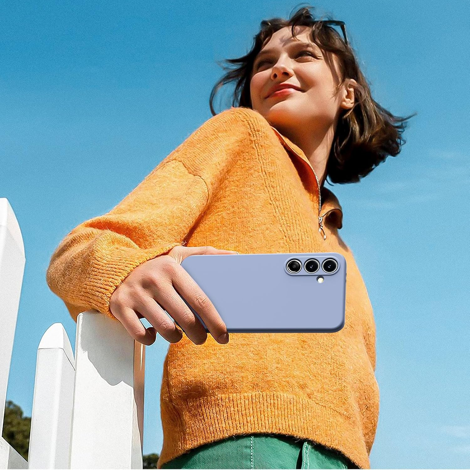 Vansdon for Samsung Galaxy S24 FE Case, 2 Pack Tempered Glass Screen Protectors, Soft TPU Liquid Silicone Case, Shockproof Rubber Silicone Gel Shell-Lavender image number 6