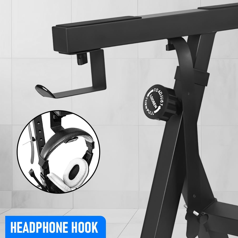 ALSTON Piano Keyboard Z Stand with Wheels Portable Heavy-Duty Piano Keyboard Stand, Music Electronic Keyboard Stand Adjustable Height 60 to 93CM Width 56-100CM, Fits 54-88 Key Electric Pianos - Black image number 6