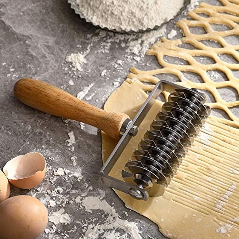 INCHOO Homemade Stainless Steel Dough Lattice Roller Cutter Bread Pastry Baking Tool Dough Docker Needle Roller Wheel image number 1