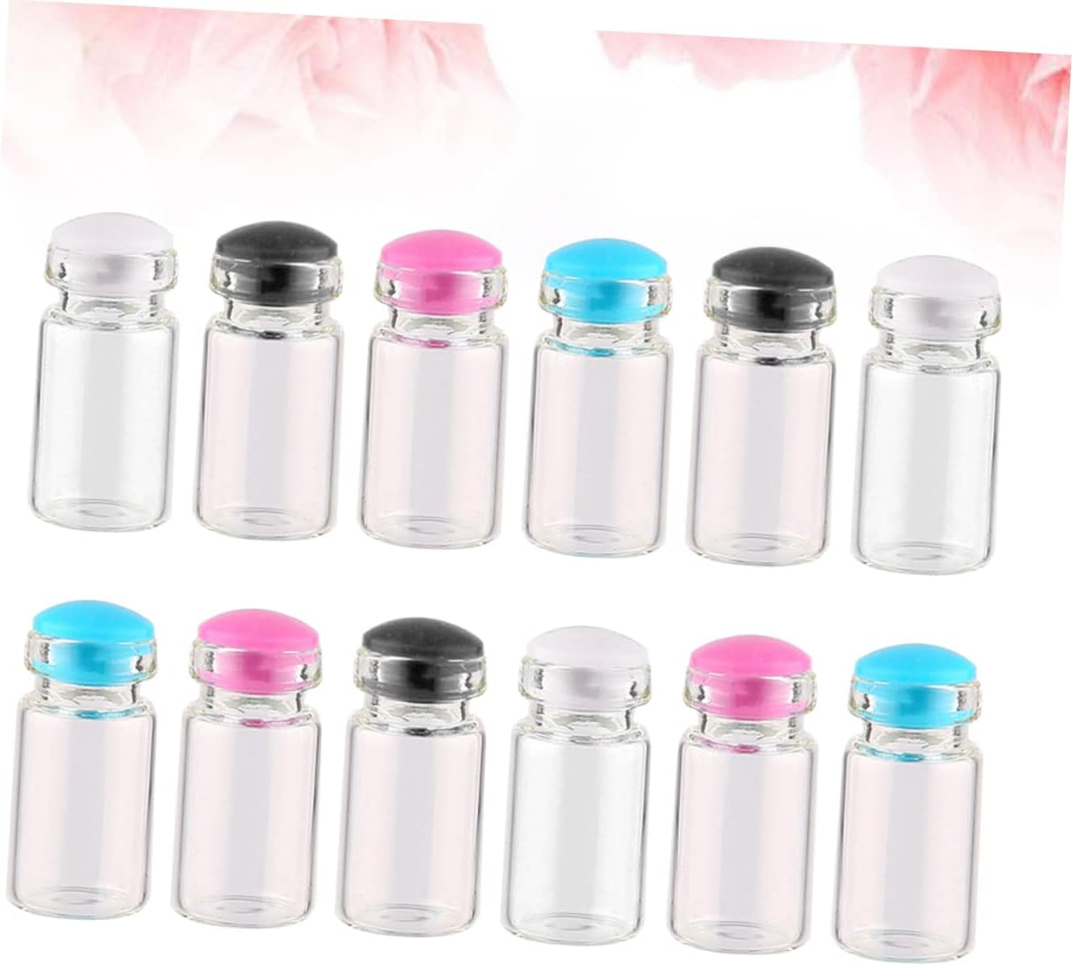 Ciieeo 150Pcs Mini Glass Jars Silicone Plug Small for DIY Wish Bottles for Message Weddings and Party Favors Random Color image number 1