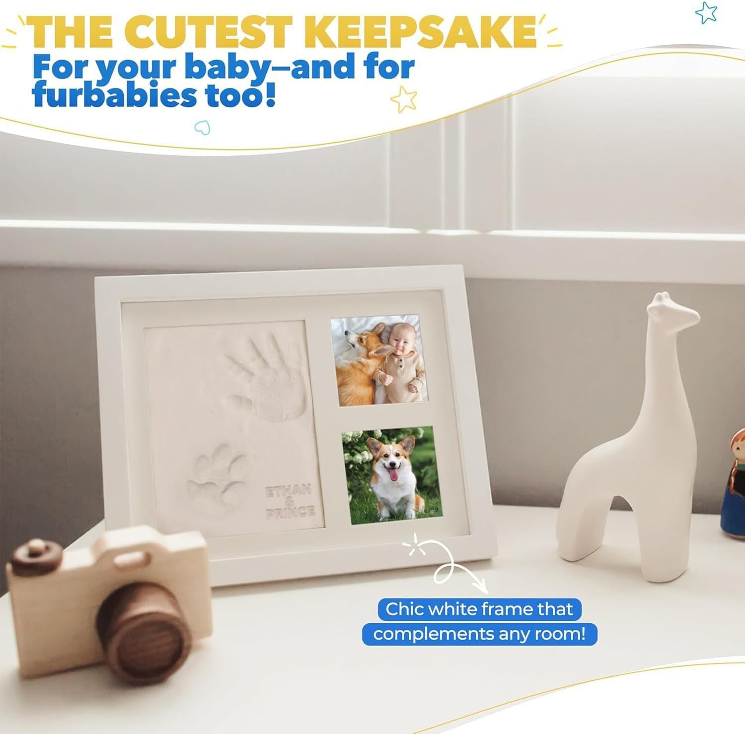 Baby Footprint Kit with Frame, Hand & Foot Print Mold Clay Set for Newborns, Complete Keepsake Memory Making Set, Includes Display Frame, Perfect & New Mom Essential image number 1