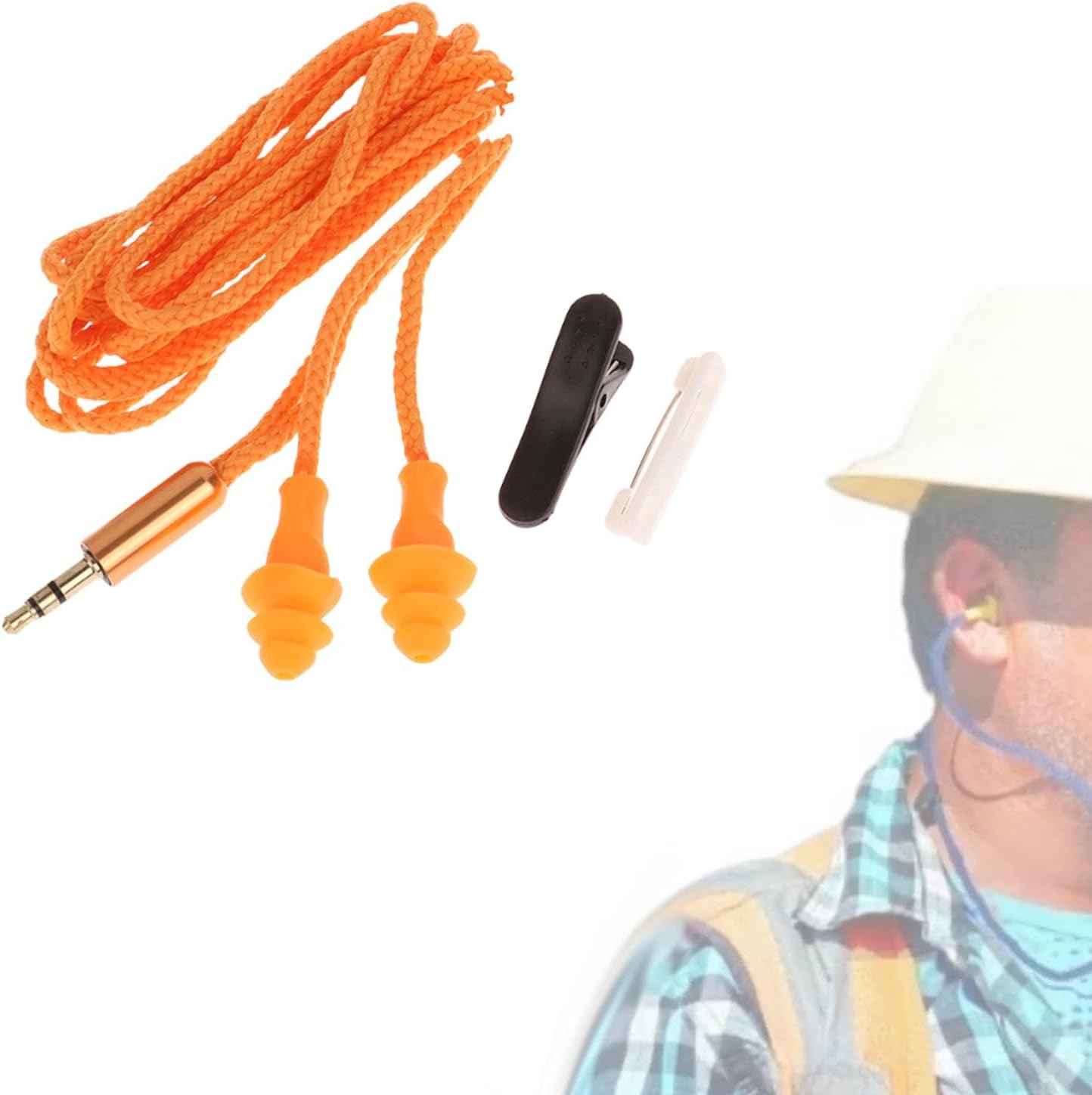 Eigell Ear Plug Headphones Work Earbuds Hearing Protection with Clear Sound Earplugs 3.5Mm Earphones for Sports Studying Concert, Yellow 70Cm image number 2