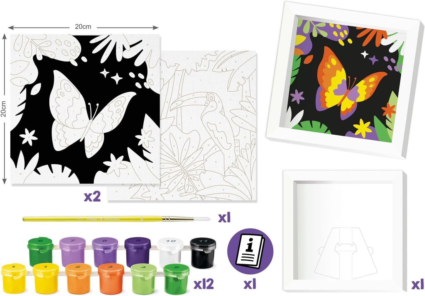 Maped CREATIV - Paint by Numbers - Parrot and Butterfly - Painting Activity for Kids - Paint by Numbers - Creativity, Age 7+