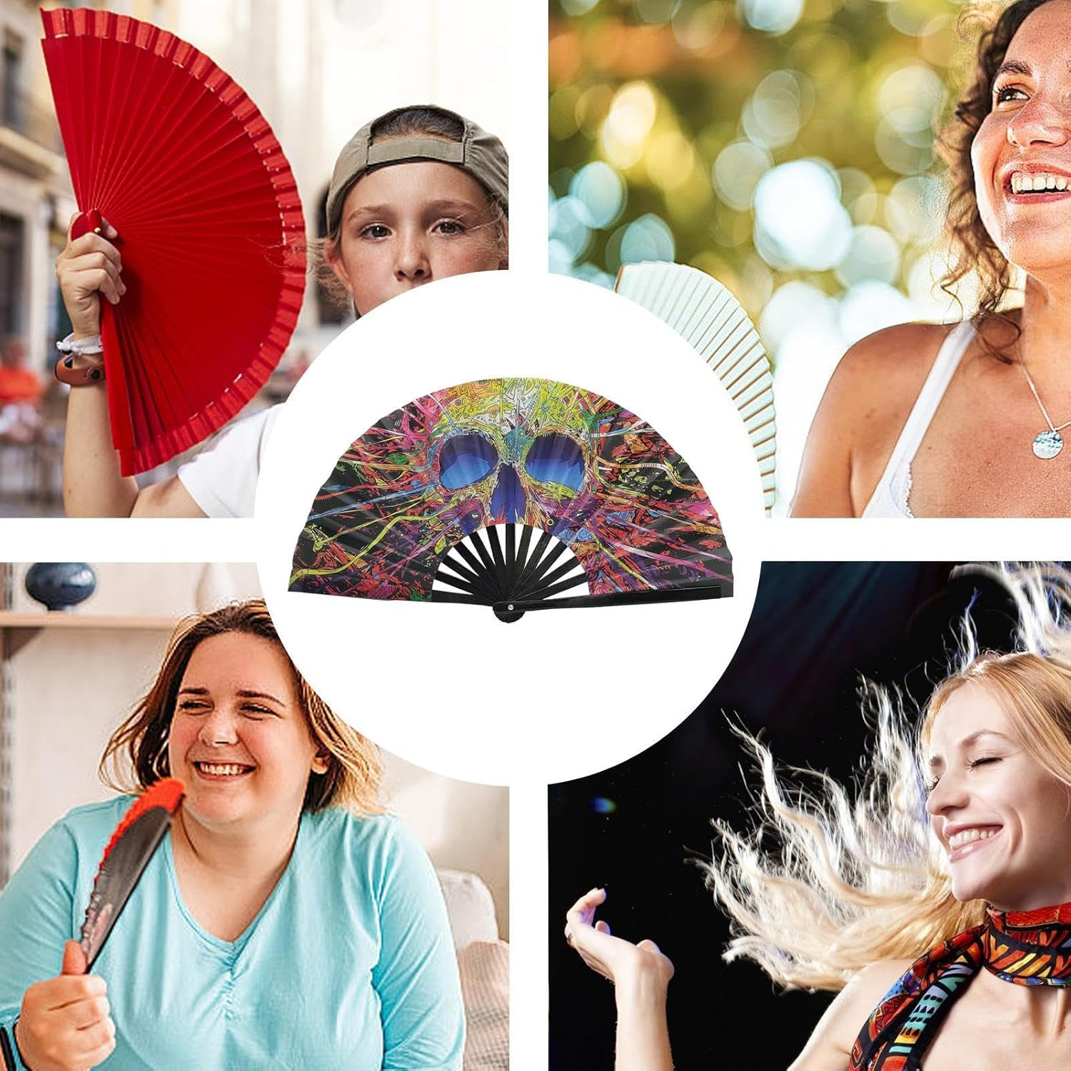 Large Folding Hand Fan | Large 13 Inch Folding Hand Popping Fans,Decorative Foldable Craft, Kung Fu Craft, Home Decoration for Festival Wedding - B image number 5