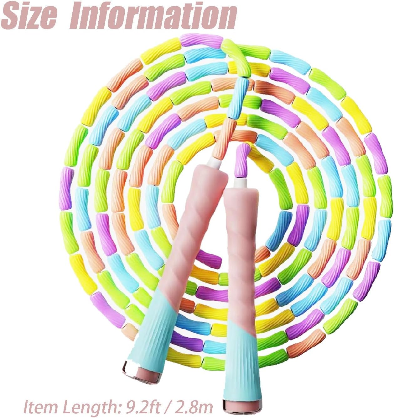 Skipping Rope Kids, Adjustable Length Tangle-Free Segmented Soft Beaded Jump Rope, Jump Rope for Kids Outdoor Fitness, Gymnastics, Training, Exercise and Weight Loss - Pink image number 2