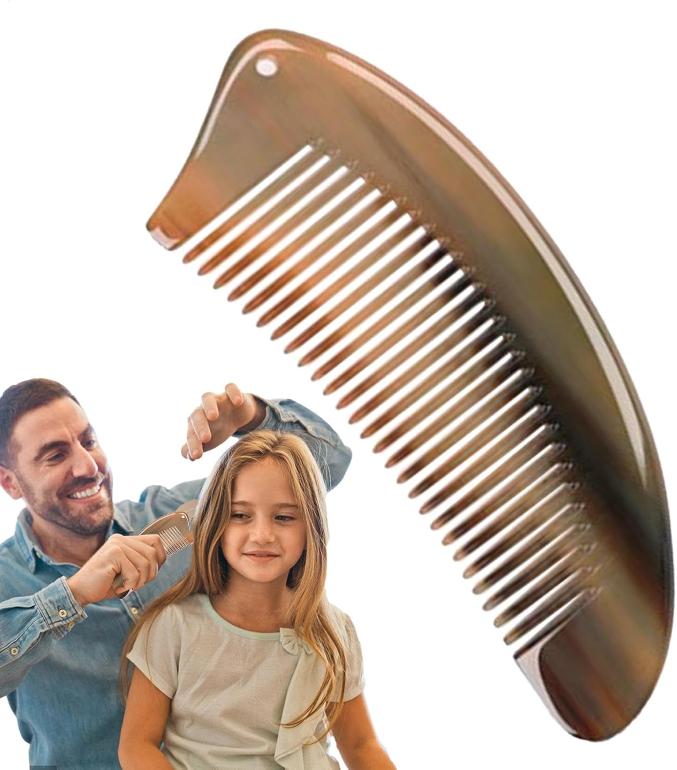 Tuxuseo Horn Combs for Women, Buffalo Horn Comb - Wide Tooth Hair Brush Natural Antistatic Horn Comb - Handmade Bone Brush Beard Massage Health Care for Men and Women