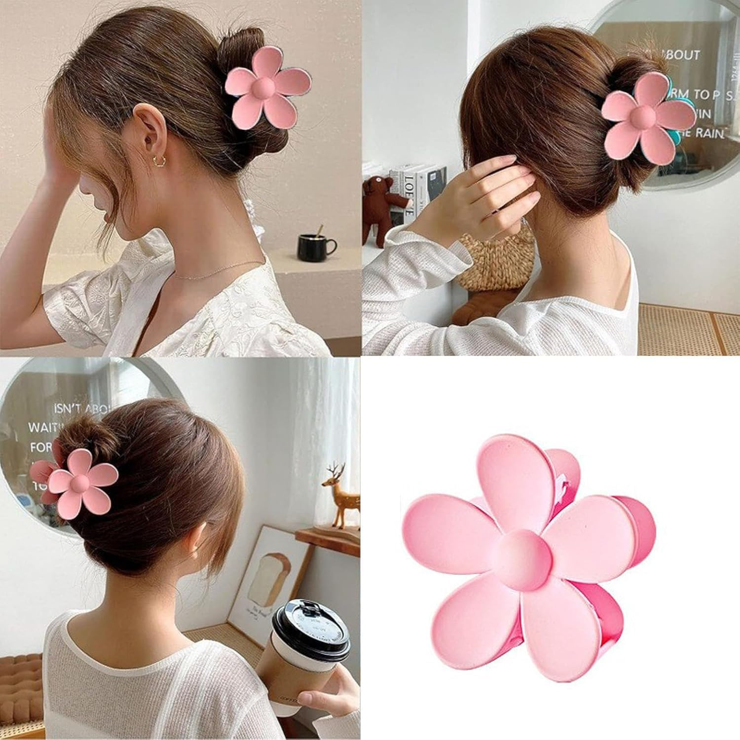 SHUNYUNG Skincare Headband Set, 6 Pieces Pink Spa Headband with Wristbands and Hair Clips image number 2
