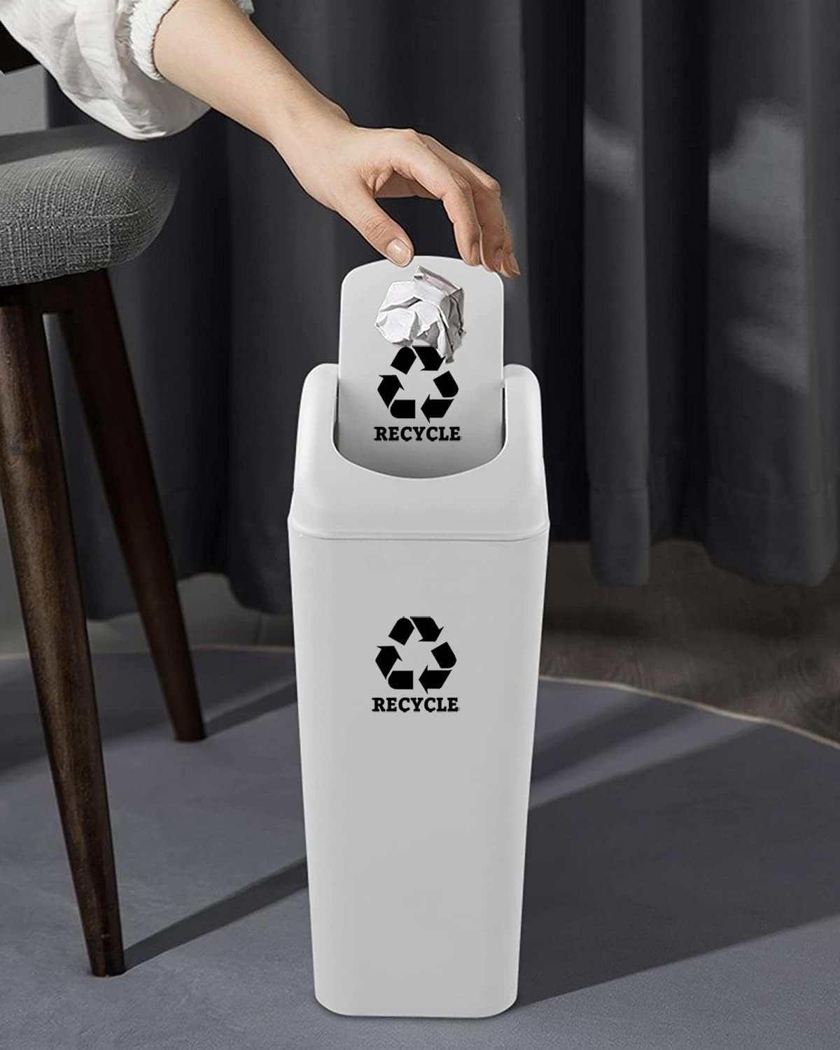 XTRAYXRAY Trash Can Stickers Set of 3 Recycle Vinyl Decal Sticker for Trash Can, Compost Bin, Recycle Bin Symbol to Organize Trash Cans or Garbage Containers (Black) image number 5