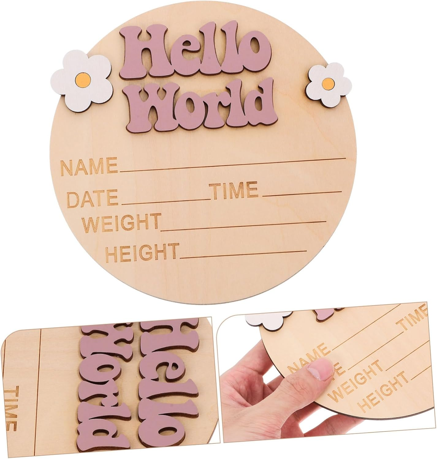 INOOMP Wood Baby Name Sign and Birth Announcement Sign for Newborns Rustic Nursery Decor Flower Detail for and Nursery Display - Multi image number 7