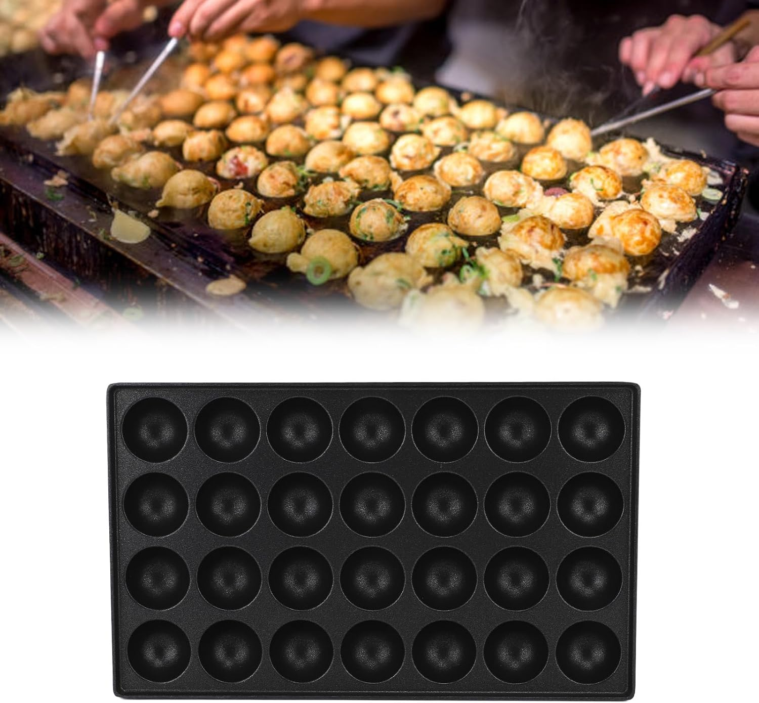28 Hole Takoyaki Maker Pan, Aluminum Nonstick Coating, Versatile Cooking Pan for Takoyaki and Quail Egg, Convenient for Home, Kitchen image number 4