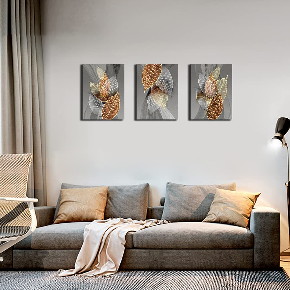 Canvas Wall Art for Living Room Family Wall Decorations for Kitchen Modern Bathroom Wall Decor Black Paintings Abstract Leaves Pictures Artwork Inspirational Canvas Art Bedroom Home Decor 3 Pieces image number 1