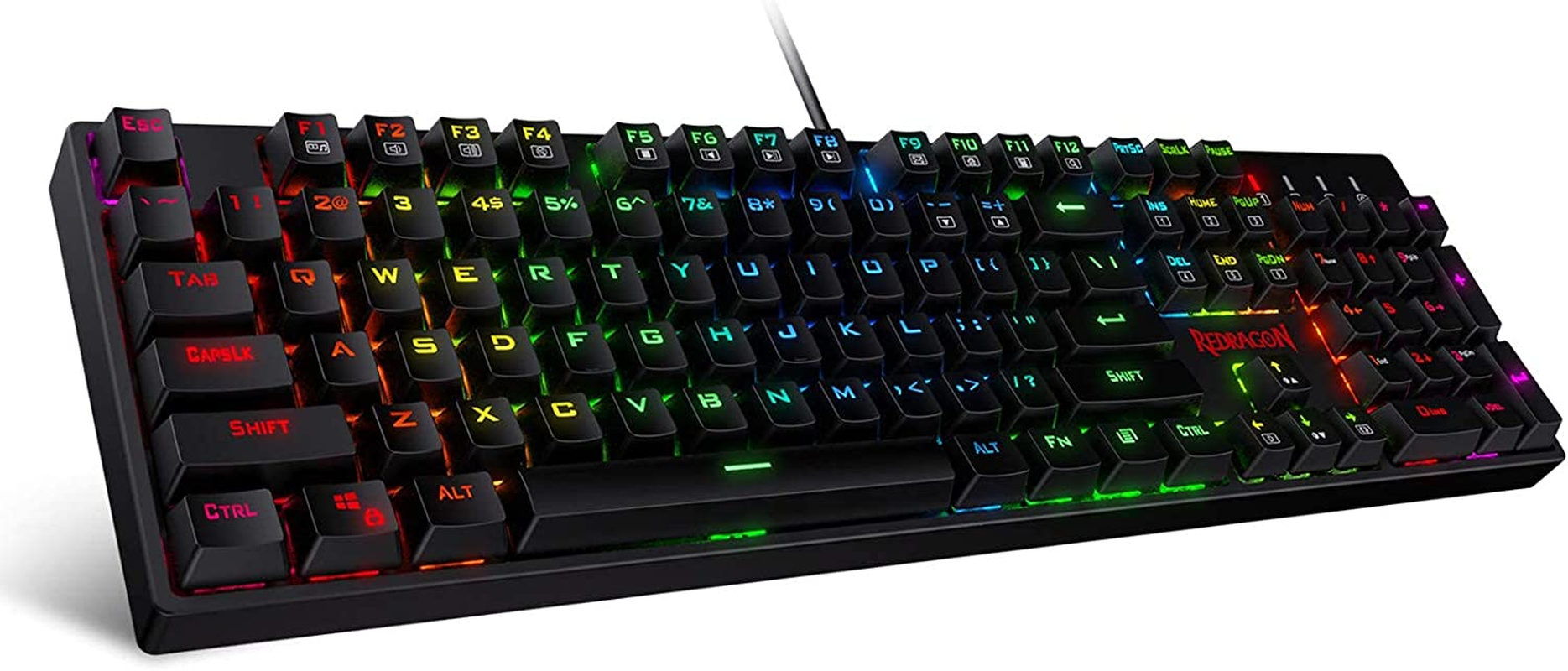 Redragon K582 SURARA RGB Gaming Keyboard, 104 Standard Layout N-Key Rollover Mechanical Keyboard Built-In Linear & Quiet Red Switches, Ergonomic Design and Fast Actuation Prefect for Typing and Gaming image number 6