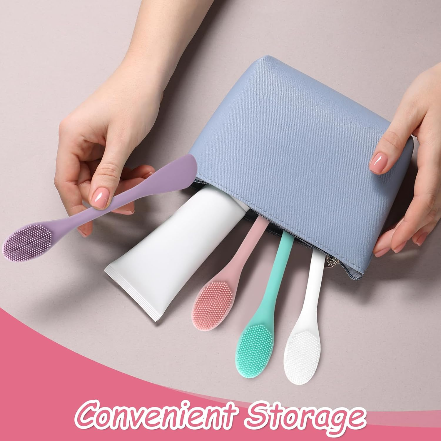 4 Pcs Silicone Face Scrubber Set - Silicone Pore Cleaning Brush for Gentle Exfoliation & Deep Cleansing for Clay, Mud & Charcoal Masks (Blue, Pink, White, Purple)