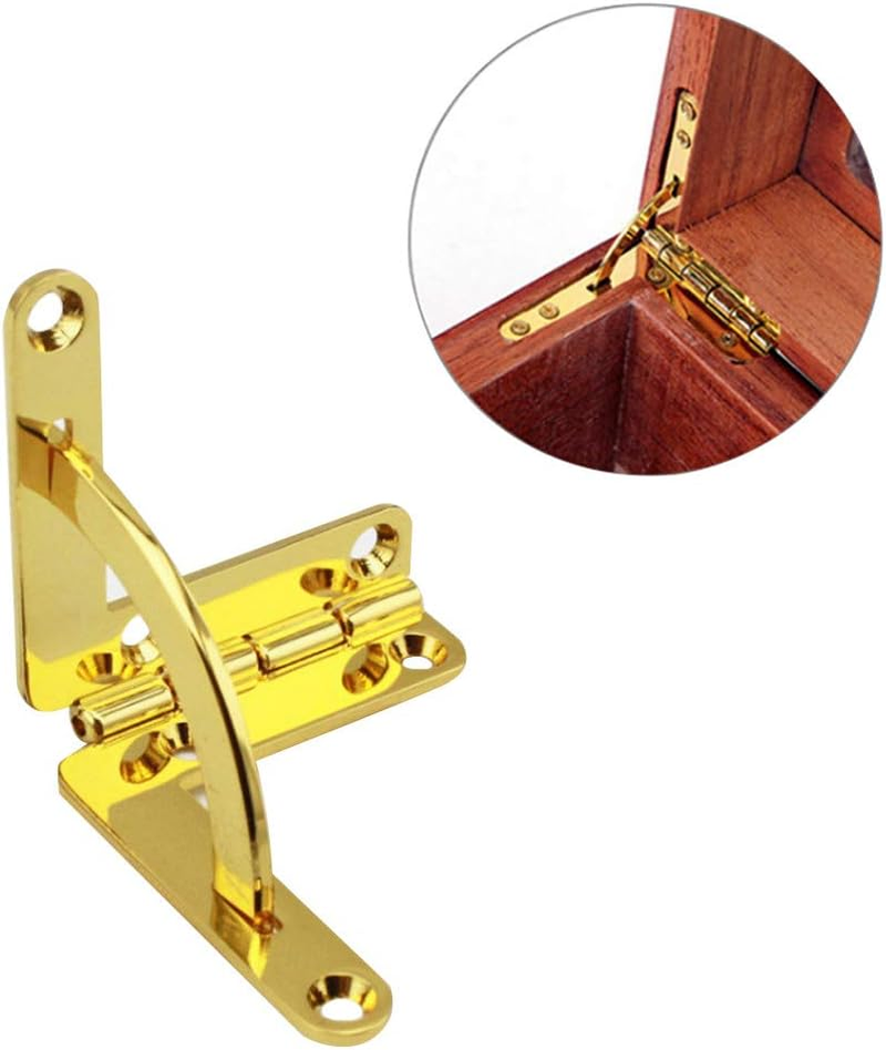 Geenite Zinc Alloy Box Hinge Cigar Case Furniture Hardware 90 Degree Folding Support Hinge for Jewelry Wine Wooden Box Connect Mount Golden Hinges 2 Pcs (Gold) image number 2
