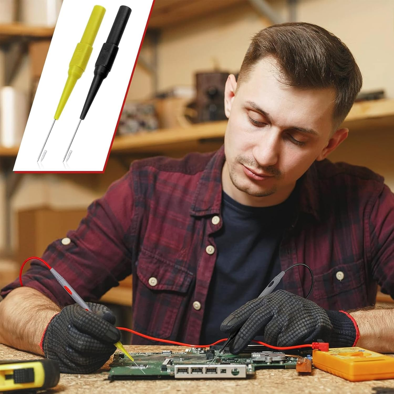 Snokay 10 Pcs 0.7Mm Insulated Piercing Needle Test Probes Pins, Stainless Steel Multimeter Probes for Banana Plug Sockets, Electrical Testing, Automotive Diagnostics, and Car Repair image number 5