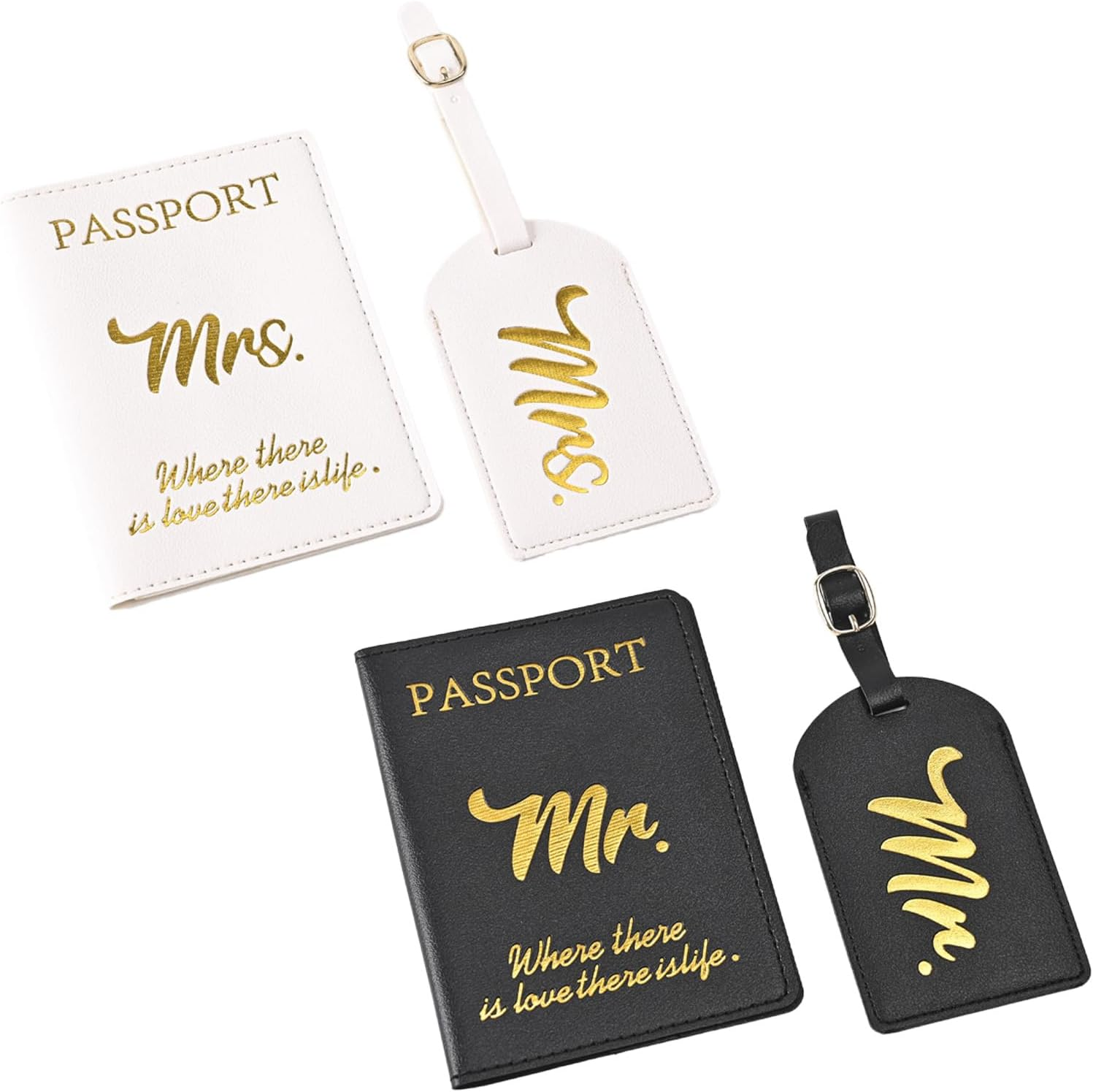 Travel Essentials,Mr and Mrs Luggage Tags & Passport Holders Set, Bridal Shower Gifts for Bride - Honeymoon Travel Essentials, Wedding Gifts for Couples 2025, Vacation Must Haves image number 4