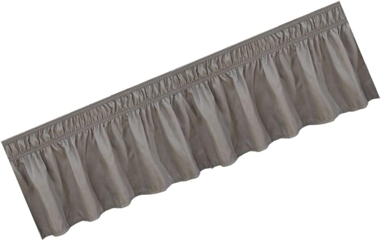 JEWEDECO Solid White Elastic Pleated Design 100% Polyester Fits Queen Size Easy to Install for Bedroom Decor