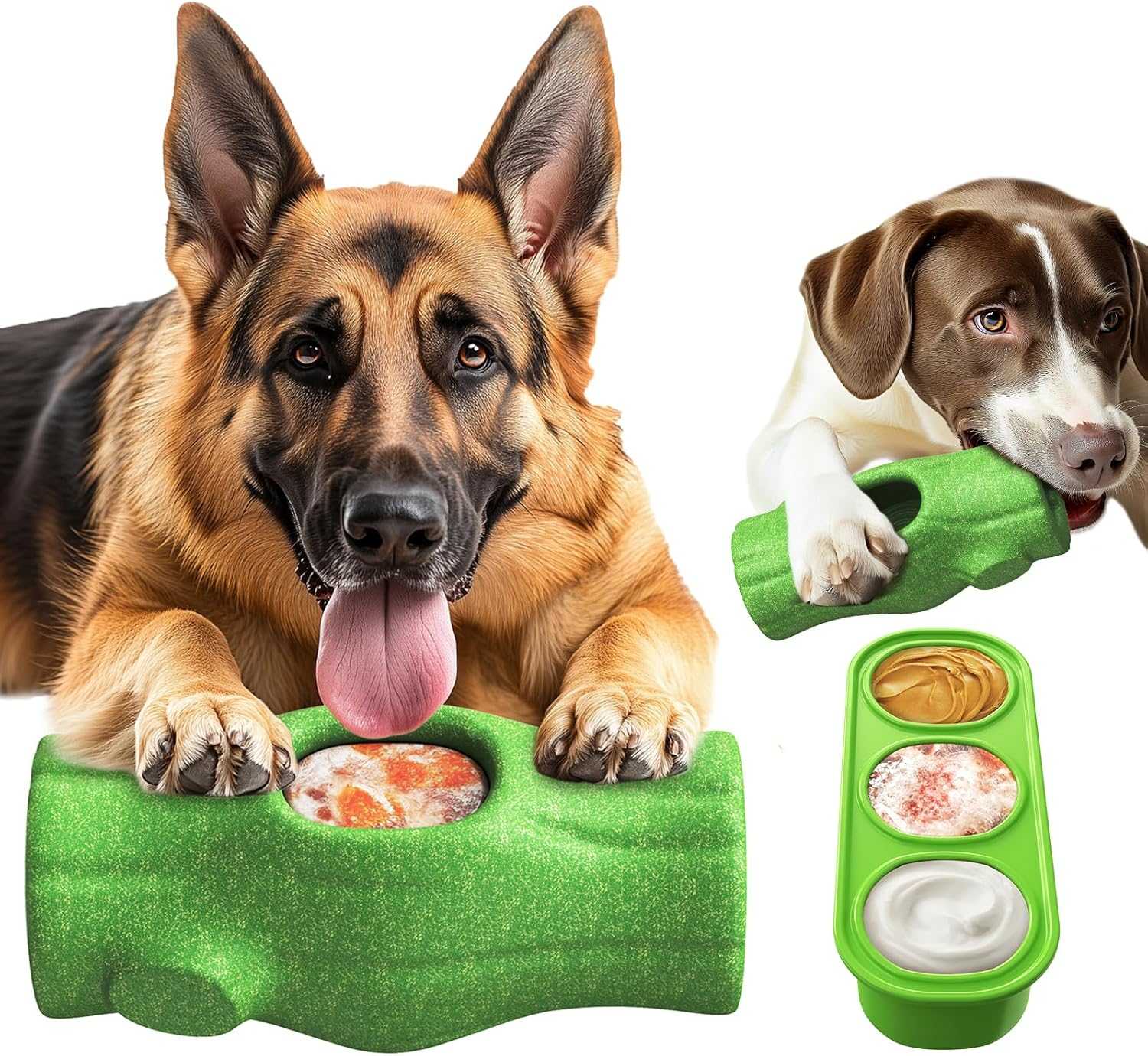 KADTC Dog Frozen Lick Treat Tray Toys Durable Chew Poor Toy for Medium/Large Dogs Enrichment Freeze Peanut Butter Filling DIY Wet Food Indoor Interactive Stuffable Crate Training Bone image number 3