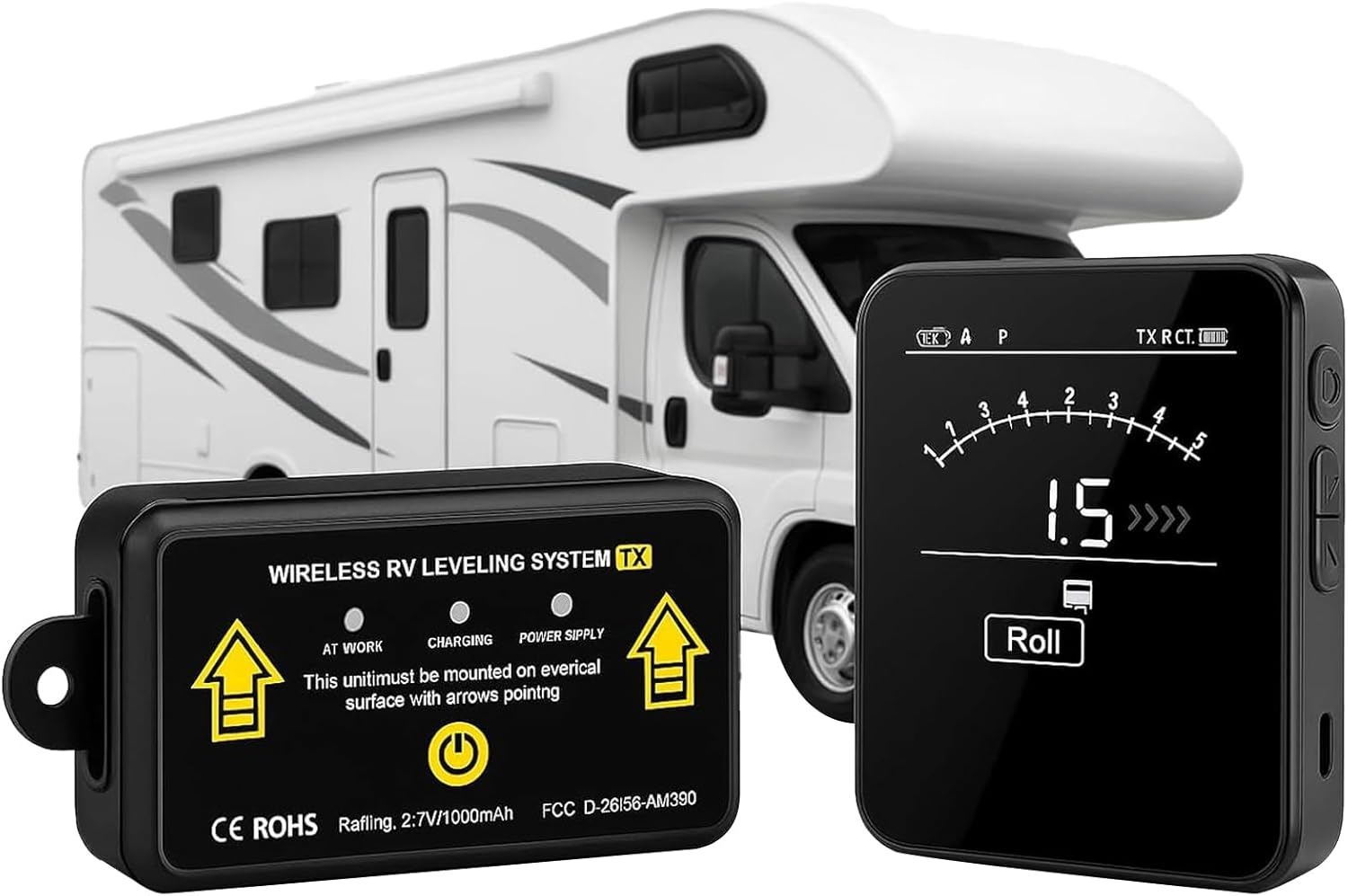 OBEST Wireless RV Leveling System,Electronic Camper Leveler,Automatic Trailer Level Indicates Smart Wireless Leveler for Travel Trailer Level Accessories,Camper Must Haves, No Phone Required