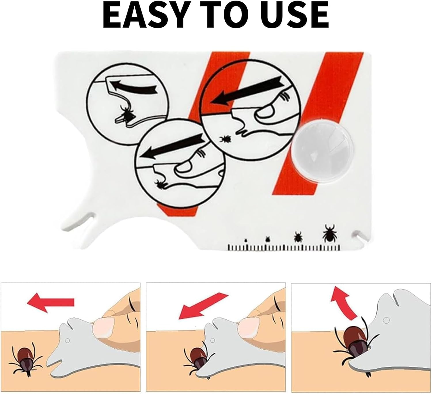 DEFIYEAR Pack of 2 Tick Cards, 3 Set Tick Tweezers for Dogs, Cats, Humans, Quick Cleaning of Ticks, Tick Card for People, Children, Dogs, Cats, with Magnifying Glass image number 6