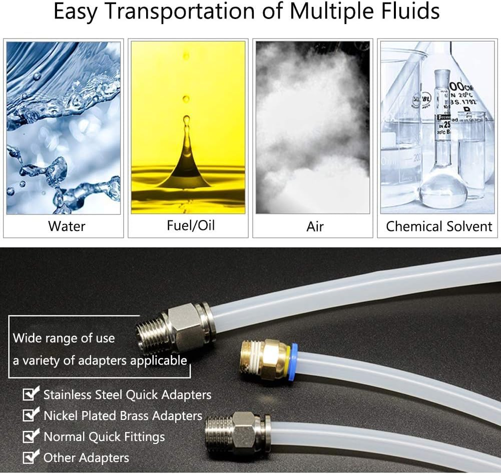 10M Pneumatic Tubing Pipe PU Polyurethane Tube Air Compressor Hose Line Fitting or Fluid Transfer, 4Mm OD X 2.5Mm ID without Fittings (Black 32.8Ft) image number 4