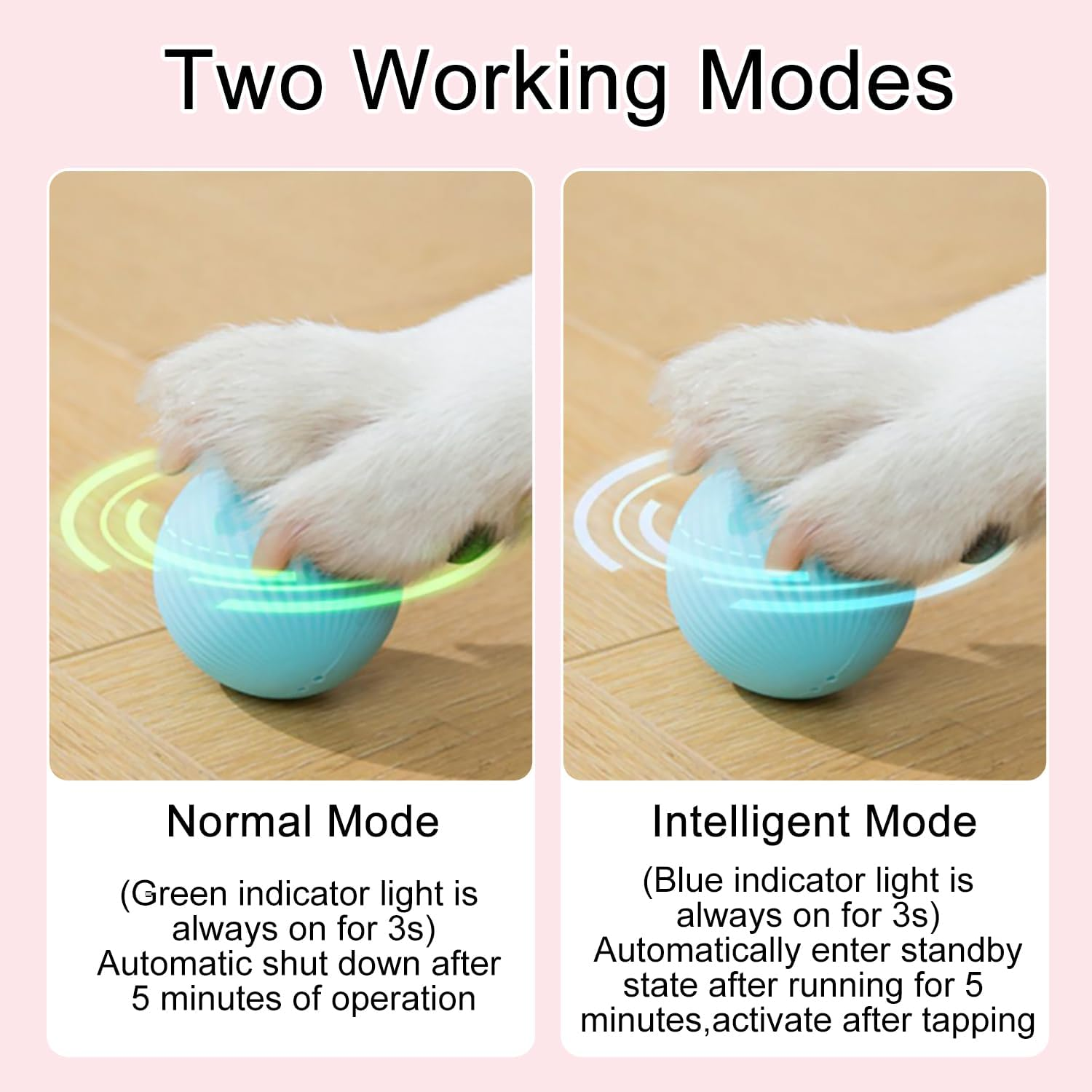 NXPUXP Cat Toy Electric Cat Ball, Cat Ball with LED Light, 360 Degree Rolling Ball, Interactive Cat Toy, Rechargeable Interactive Ball (Blue) image number 5