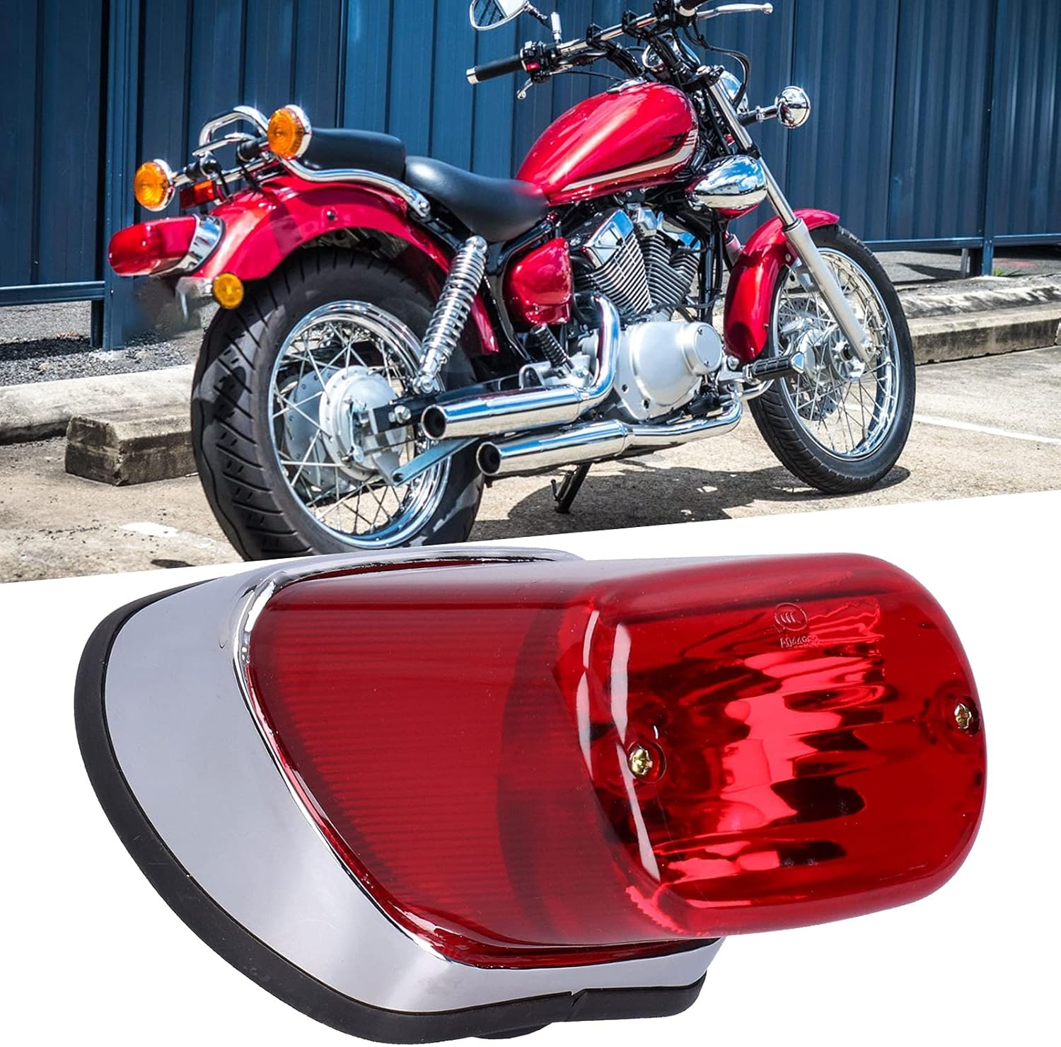 Xtevu Virago XV250/XV400 Motorbike Taillight: ABS Red Replacement Brake Light Taillight - Repair Part, Lamp, and Accessories image number 2