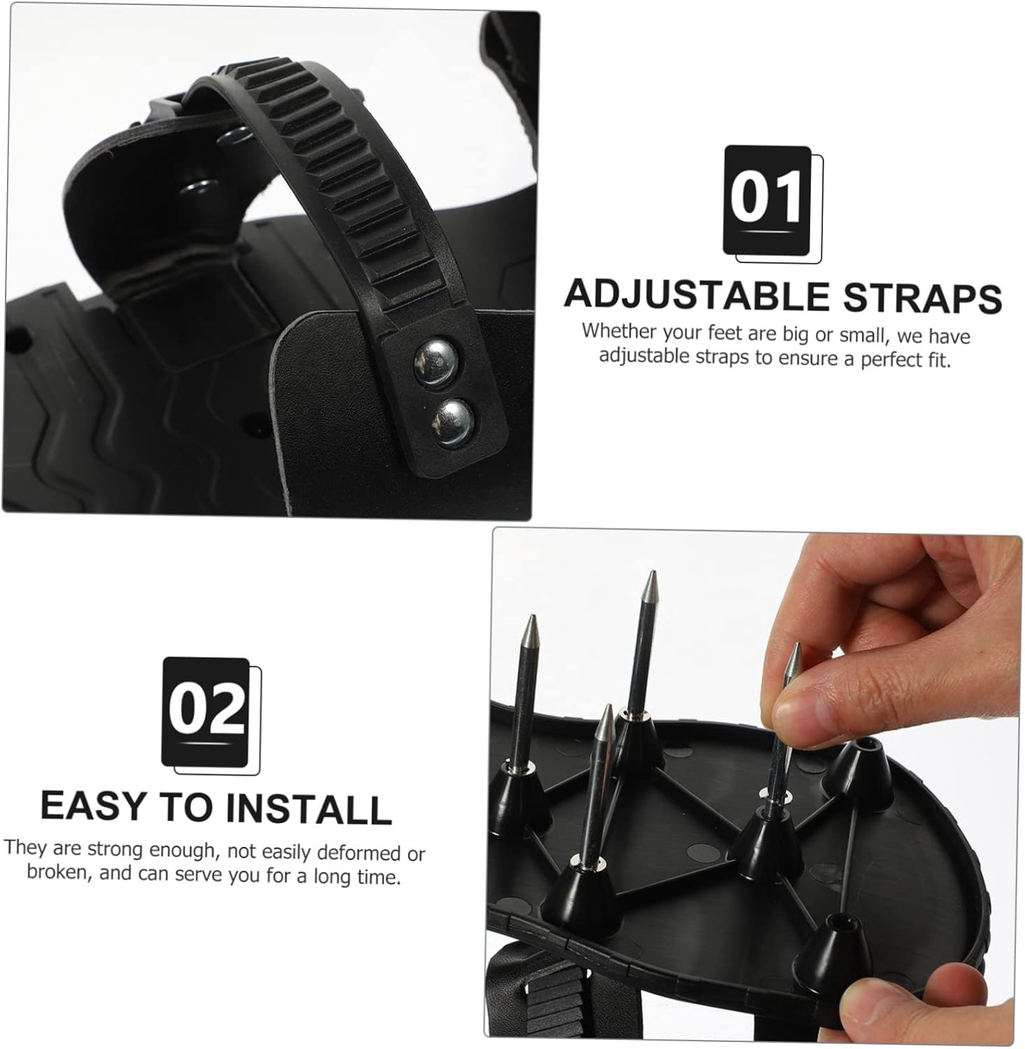 BCOATH Lawn Aerator Shoes Gardening Spike Sandals for Grass Aeration Adjustable Straps Black Pu Leather Aerator Tool for Backyard and Garden Soil Oxygenation image number 6