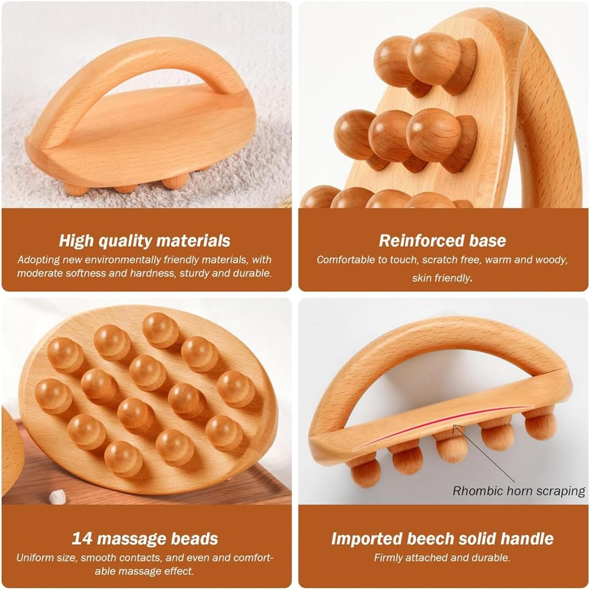 AIMALL Universal Handheld Massage Brush with Large Rounded Handle, Whole Body Meridian Massage Tool, Includes 14 Beads for Leg, Waist, and Hand Massage image number 1