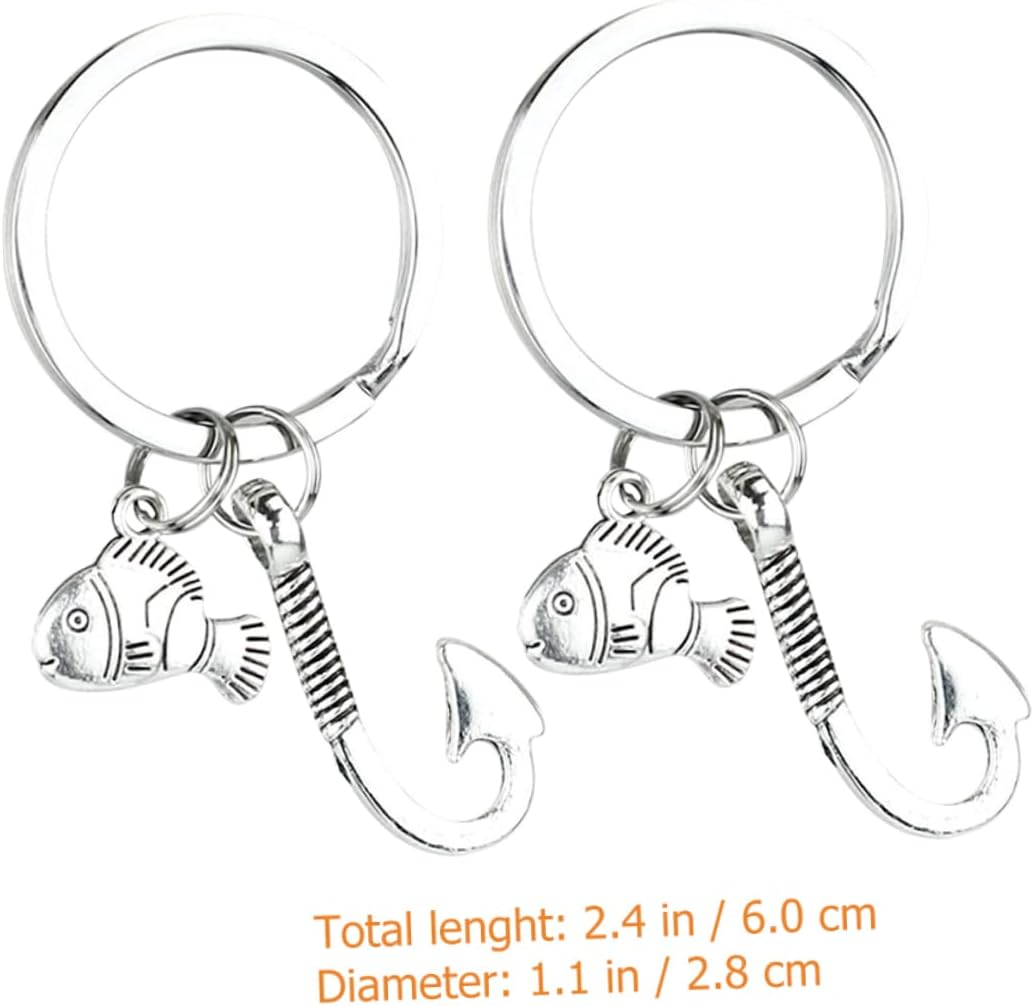 SAFIGLE 2Pcs Fish Keychains Fishing Hooks for Bag Key Rings Fishing Party Favors and Keychain Accessories for Boys and Girls image number 5