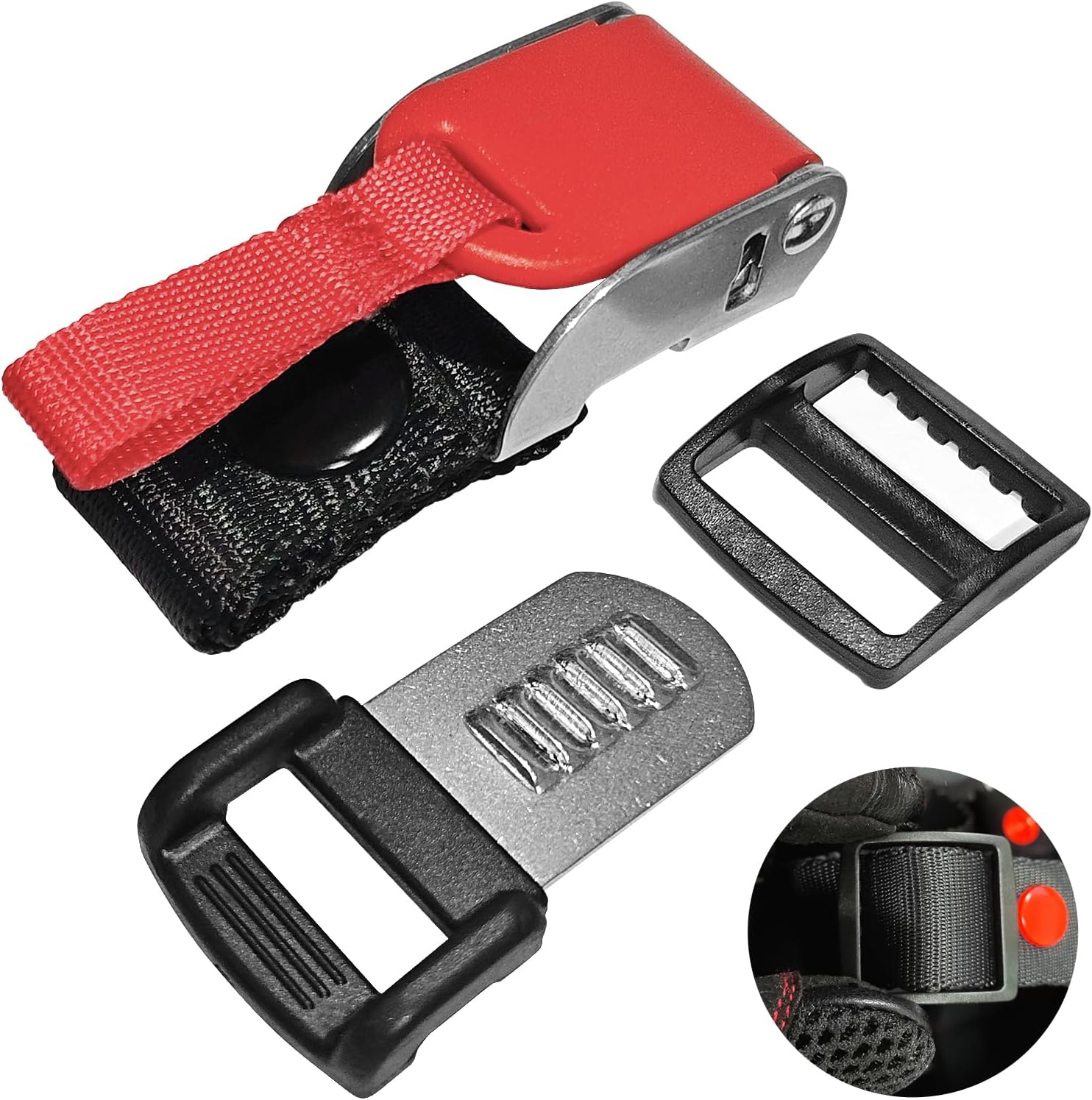 Motorcycle Helmet Quick Release Buckle Kit, Stainless Steel Helmet Chin Strap Adapter, Metal Helmet Quick Release Clip/Lock without Removing Snaps image number 2