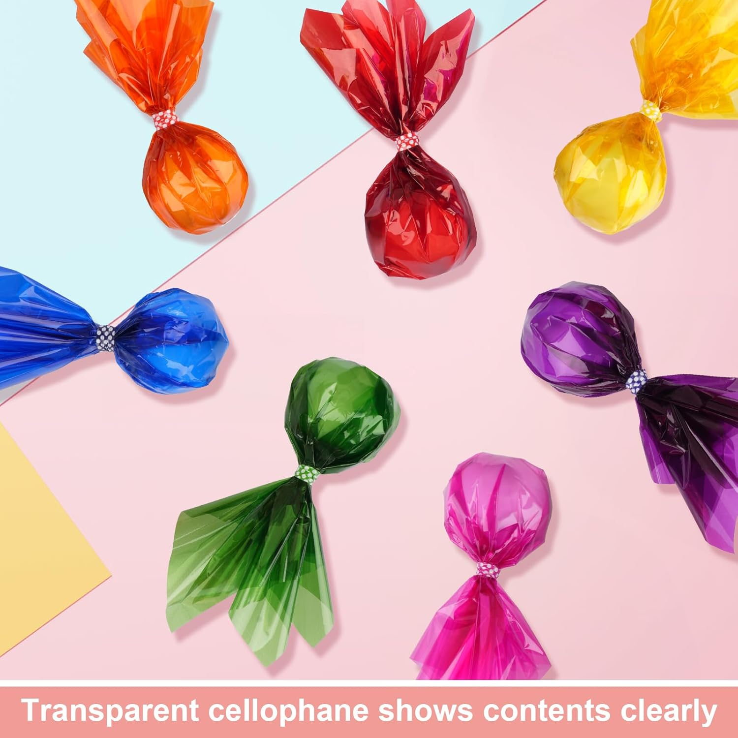 120 Pcs Cellophane Paper, Colored Cellophane Sheets, Colored Plastic Sheets, Colored Transparent Cellophane Wrap, Cello Sheets for Candy, DIY Arts Crafts Decorations(7.5 X 7.5 Inch)