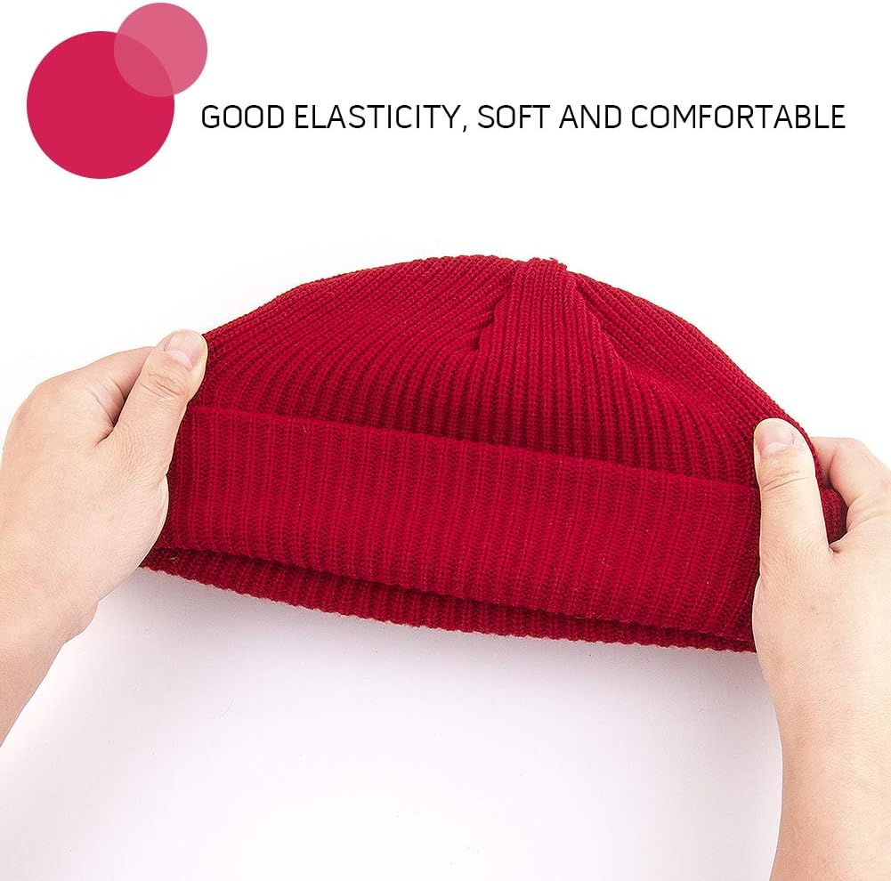 WXJ13 4 Pieces Trawler Beanie Unisex Wool Trawler Beanie Fisherman Beanie for Men Women image number 5