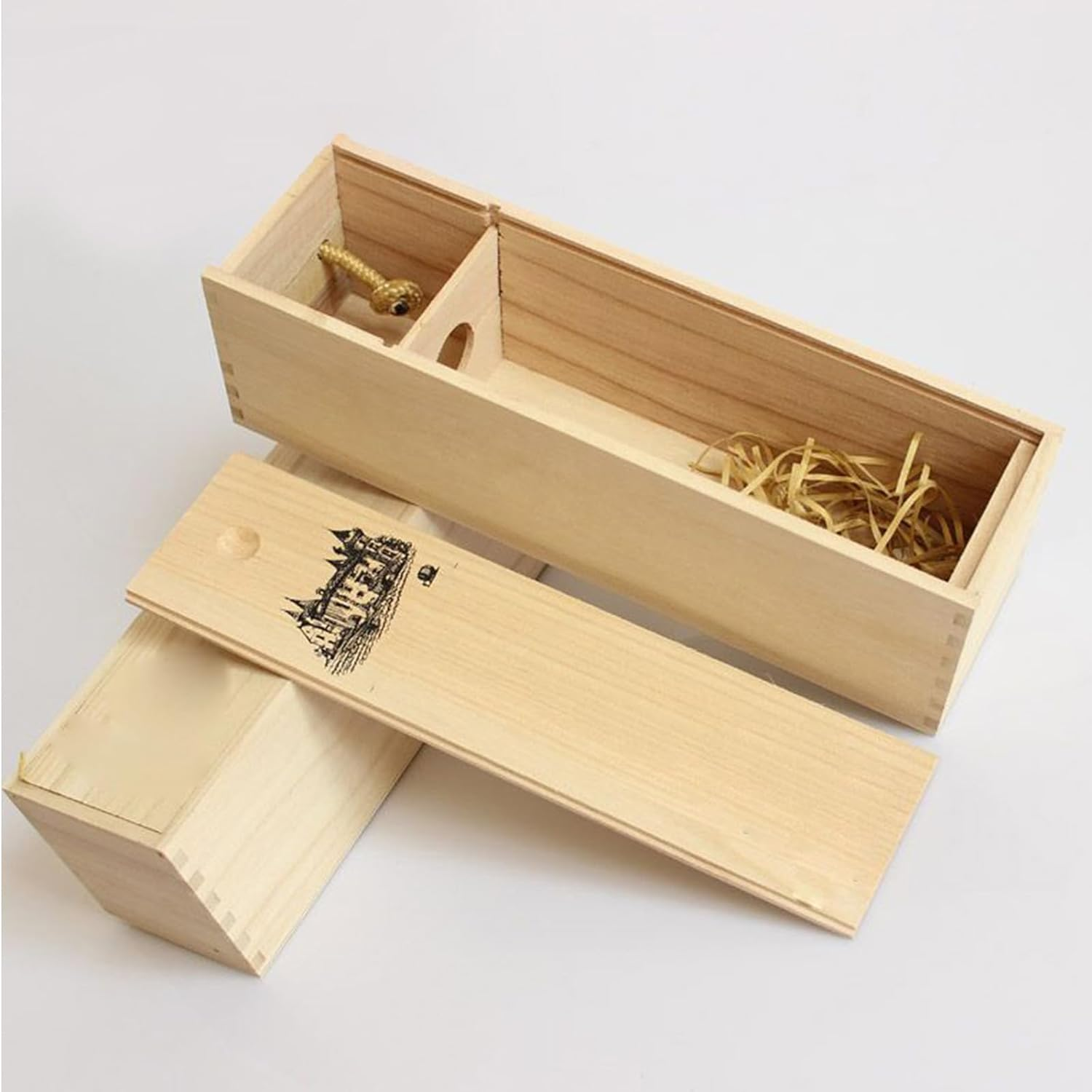 Wooden Wine Box, Wood Grain Single Wine Wooden Box Home Decor for Hotel, Single Bottle Wine Gift Boxes Decorative Storage Box for Birthday Party Gifts, Housewarming, Wedding image number 3