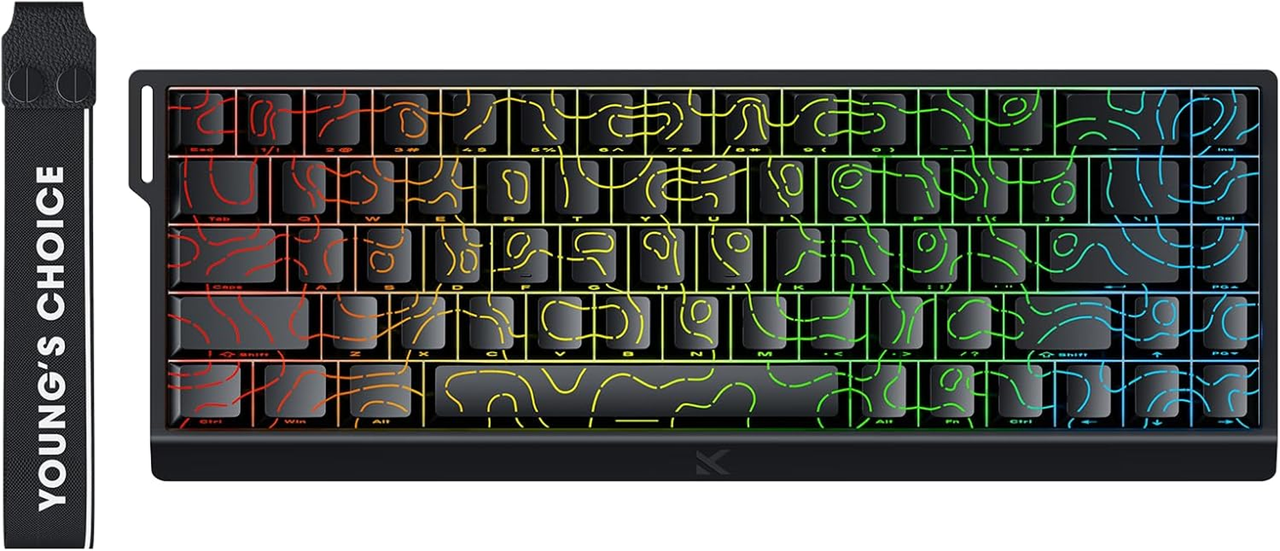 MCHOSE ACE 68 60% Mechanical Gaming Keyboard Wired Rapid Trigger Hall Effect Keyboard Magnetic Switch Adjustable Actuation 8000Hz Polling Rate Custom RGB MAC Laptop(Black Topographic TTC Dragon Lord)