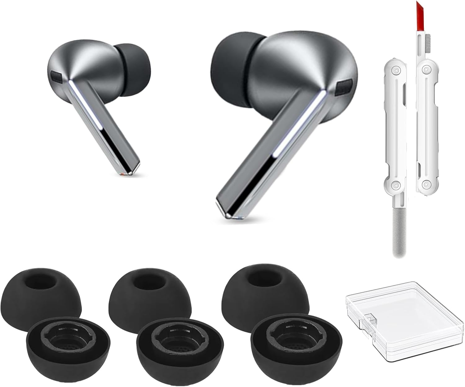 Galaxy Buds 3 Pro Replacement Ear Tips, Premium Silicone Earbuds with Cleaner Kit for Samsung Buds 3 Pro Earbuds, Secure Fit(Black)