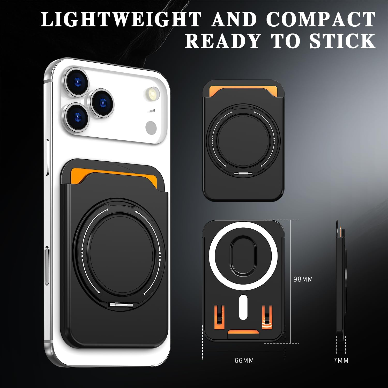 Vrythn for Magsafe Wallet with Stand, Lightweight Phone 2-Cards Wallet Holder for Iphone 17/16/15/14/13/12 Series image number 2