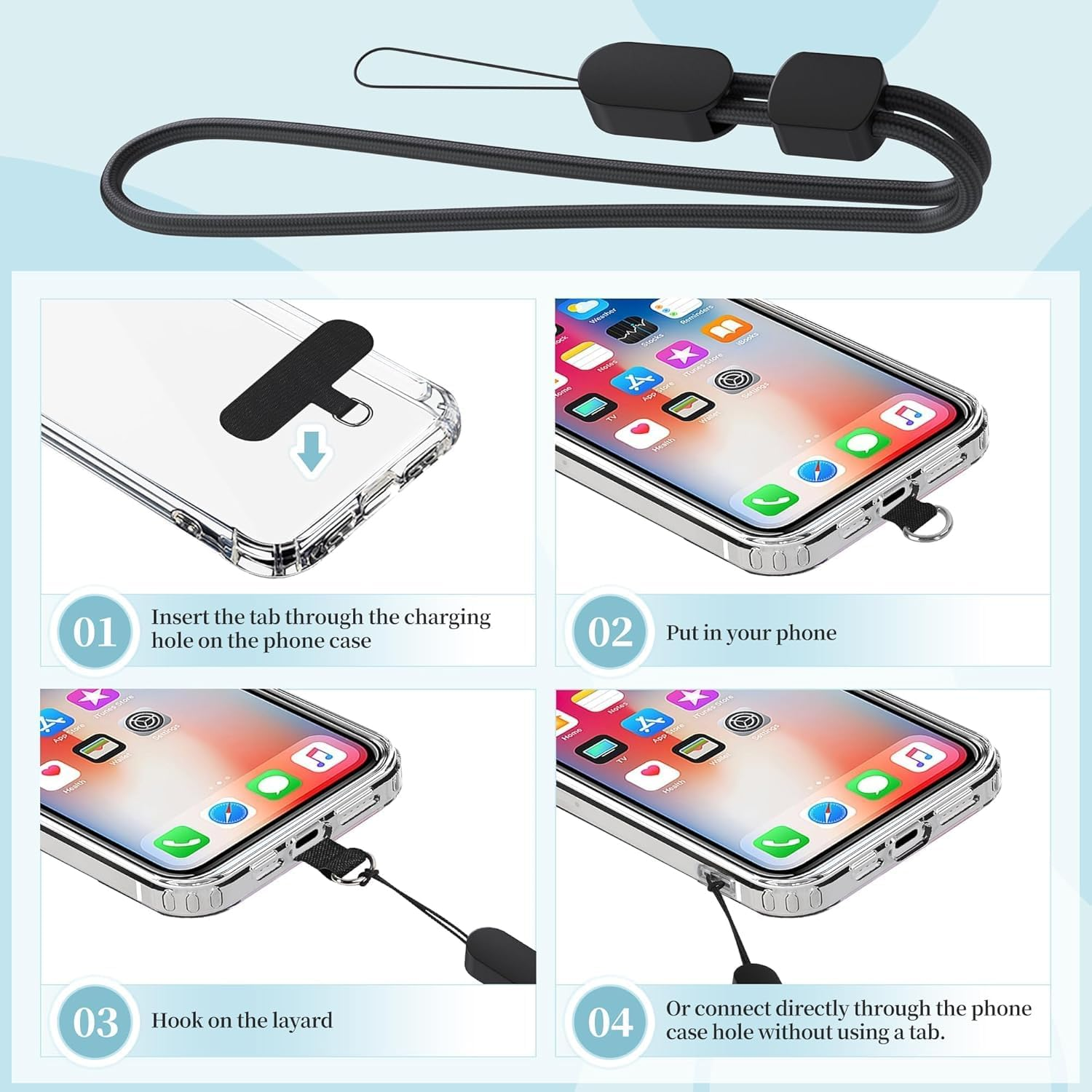 XILIYAI 2 Pack Black Nylon Classic Phone Lanyard Wrist Strap, anti Theft Strap, Compatible with Iphone and Most Cell Phones - 5Pack Multicolor image number 3