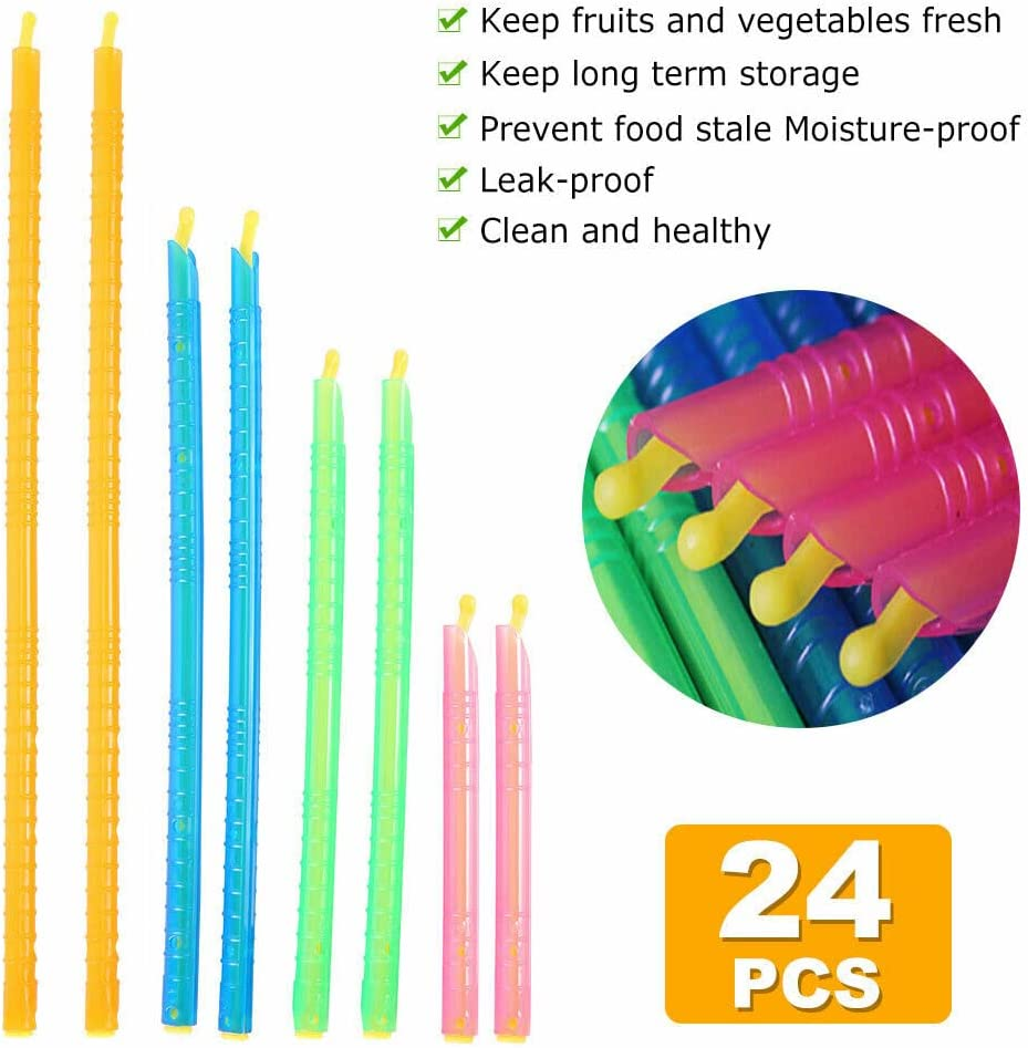 24Pcs Kitchen Sealing Sticks Reusable Clips Bag Sealer Lock Rod Bags Sealer image number 6