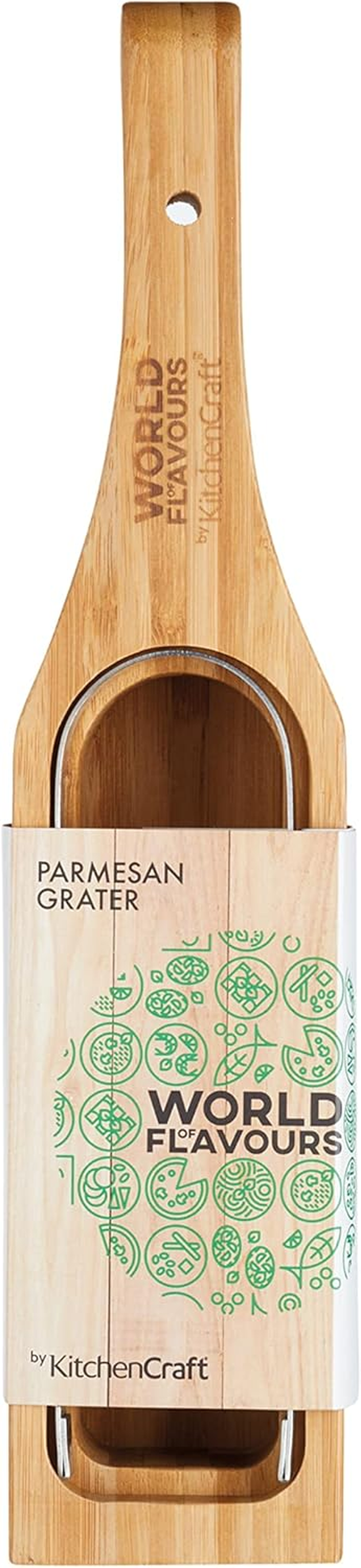 Kitchencraft World of Flavours Parmesan Cheese Grater with Handle, Bamboo Wood/Stainless Steel, 27.5 X 6 X 5 Cm image number 5