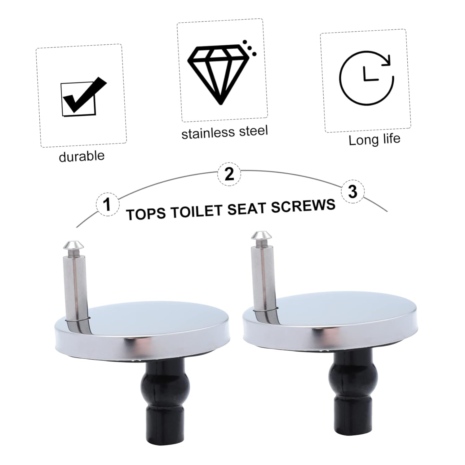 BUTIFULSIC Toilet Fixing Screws Toilet Seat Bolts Toilet Screw Replacement and Rubber Pads Stainless Steel 2Pcs image number 3
