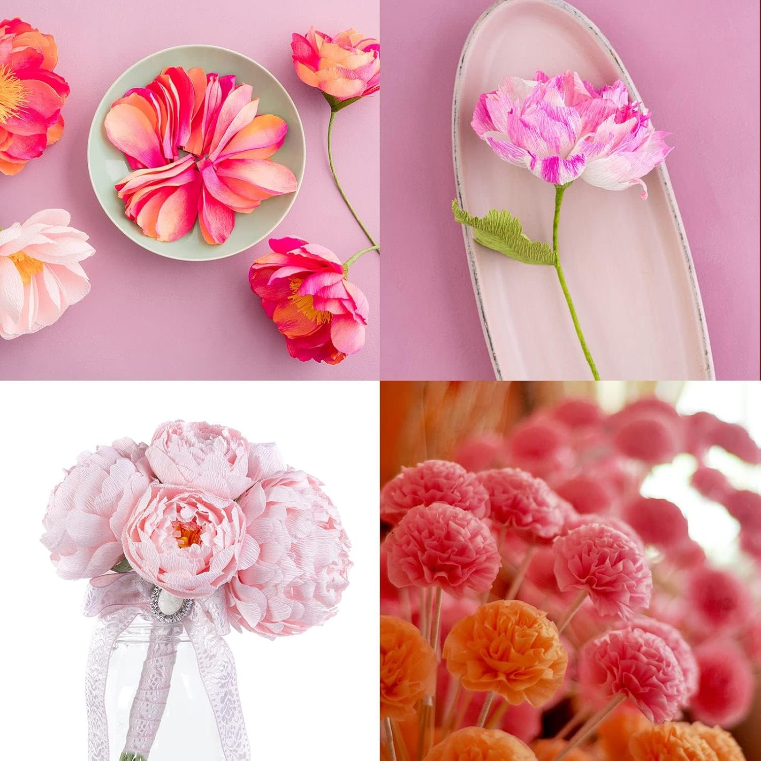 8 Rolls Crepe Paper Streamers 25 X 250Cm 4 Colors Party Streamers Rose Gold Pink Brown Crepe Paper Roll Decorative Craft Streamer for DIY Gift Wrapping Paper Crafts Room Decor